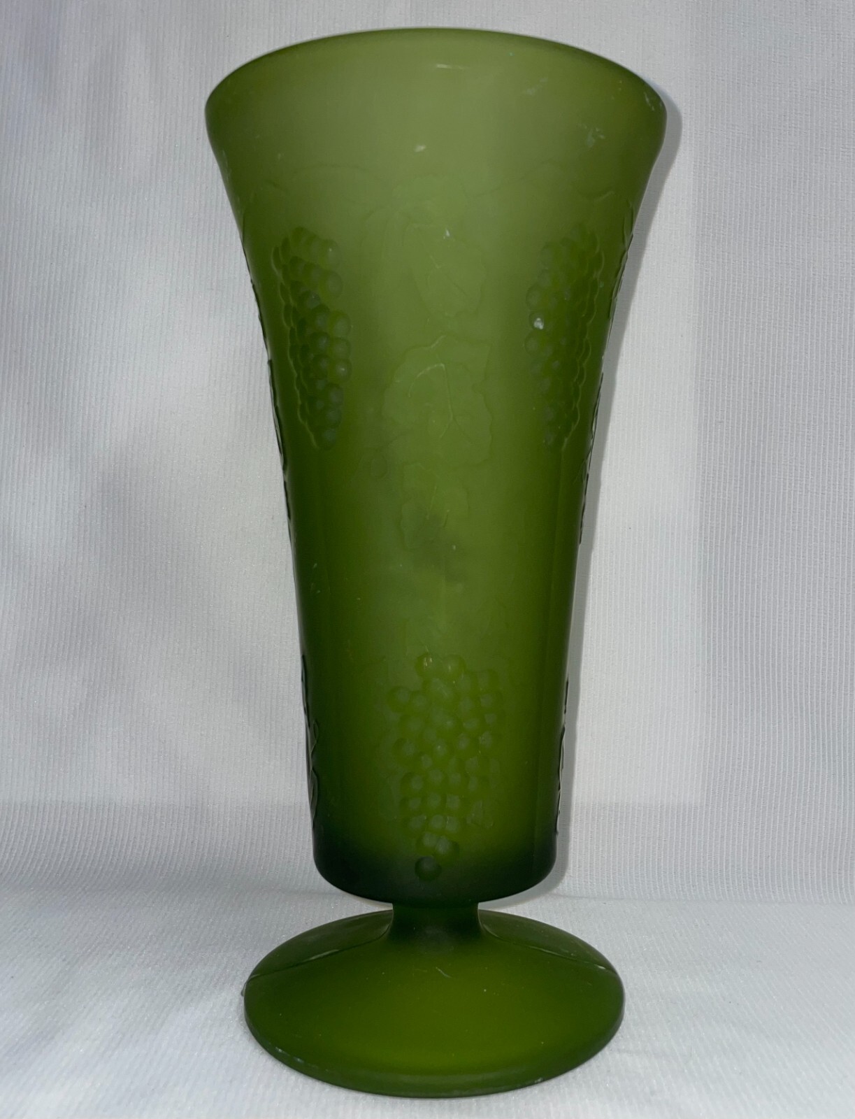 Indiana Glass Vase Satin Olive Green 9 1/2