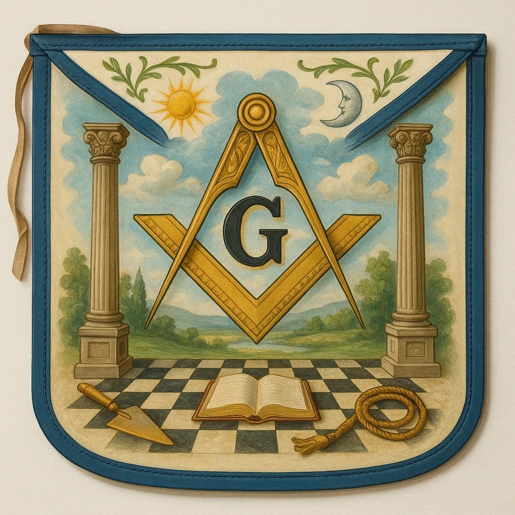 Masonic Hand Painted Apron Custom Handcrafted Freemason Regalia