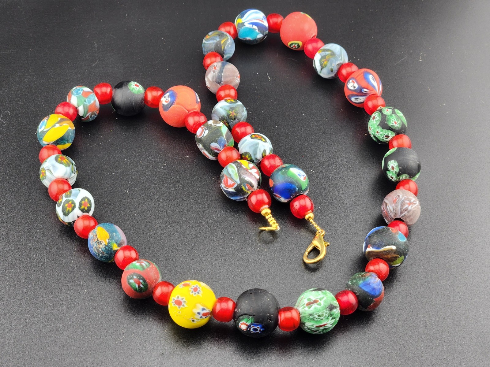 vintage venetian style african glass beads necklace central asian beads