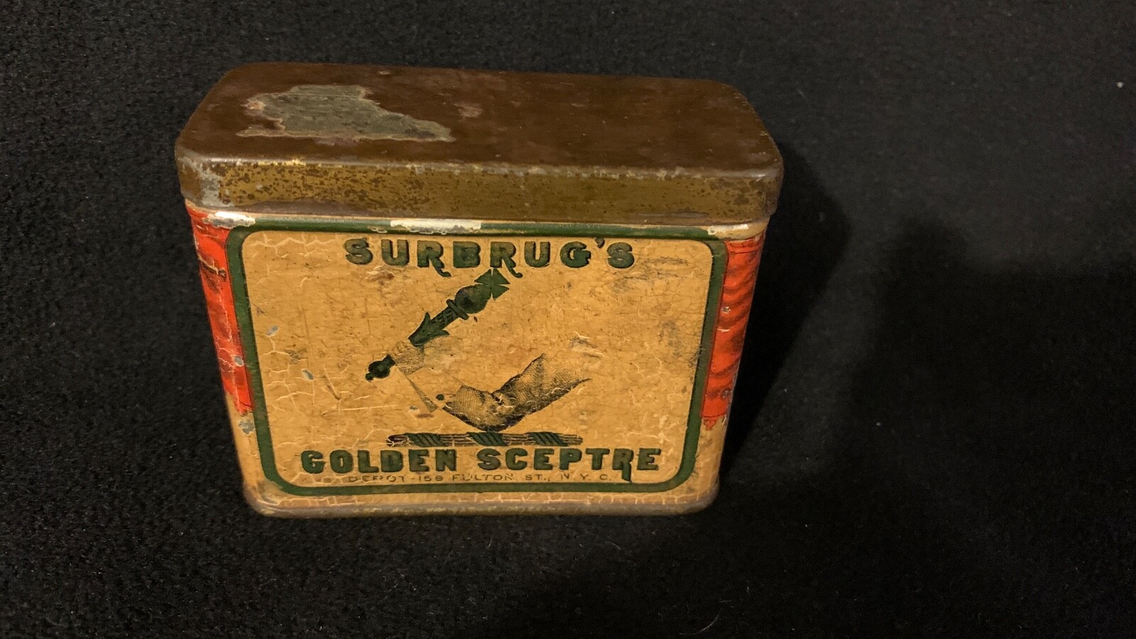 Surbrug\'s Golden Sceptre Tobacco Container