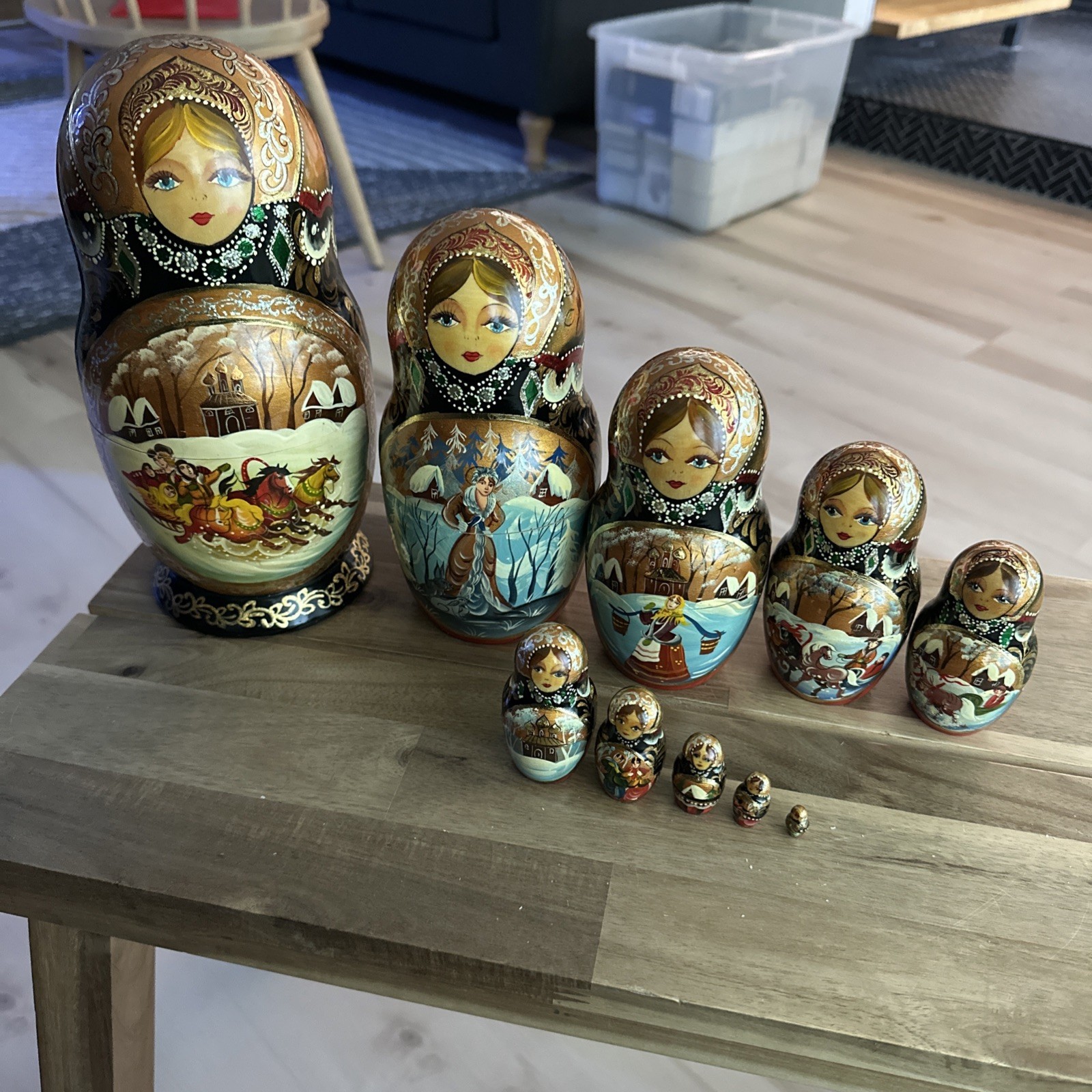 Matryoshka Nesting Dolls Russian 10 Pc Hand-Painted 10Inch 