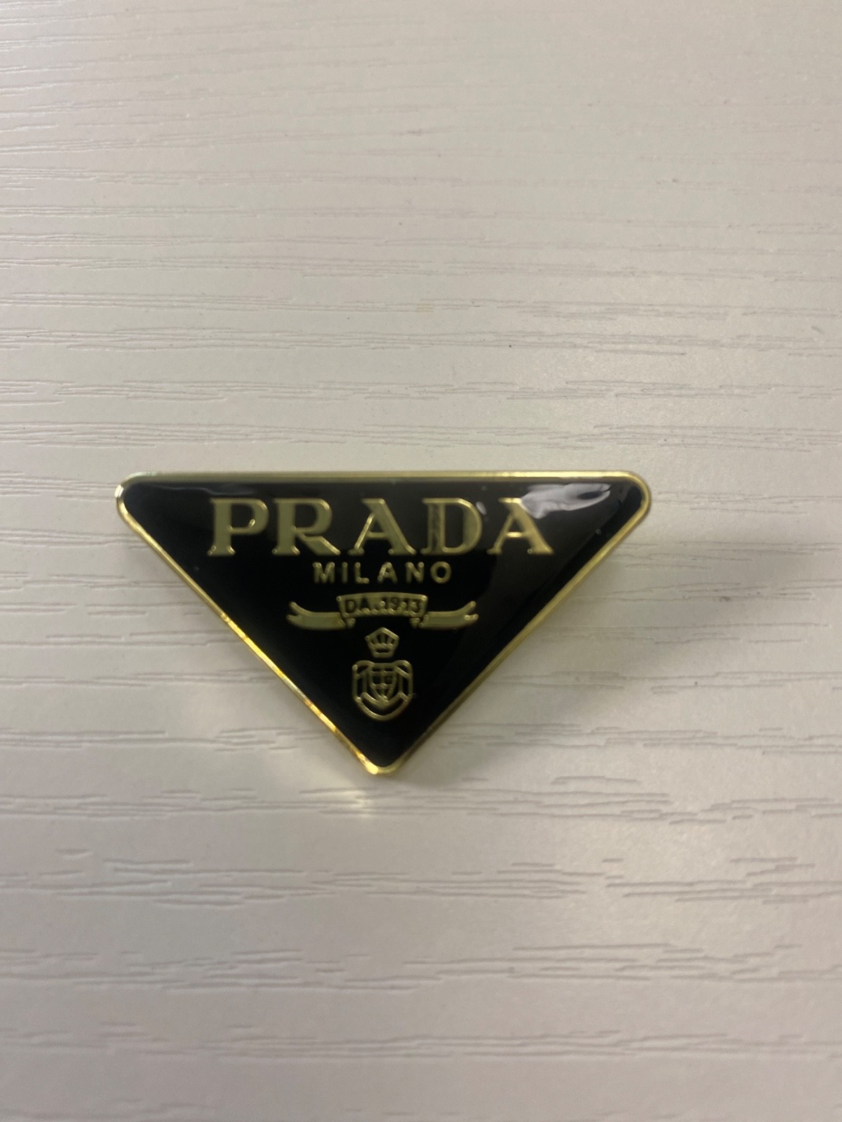 Prada Milano Gold And Black Tone Brooch Pin