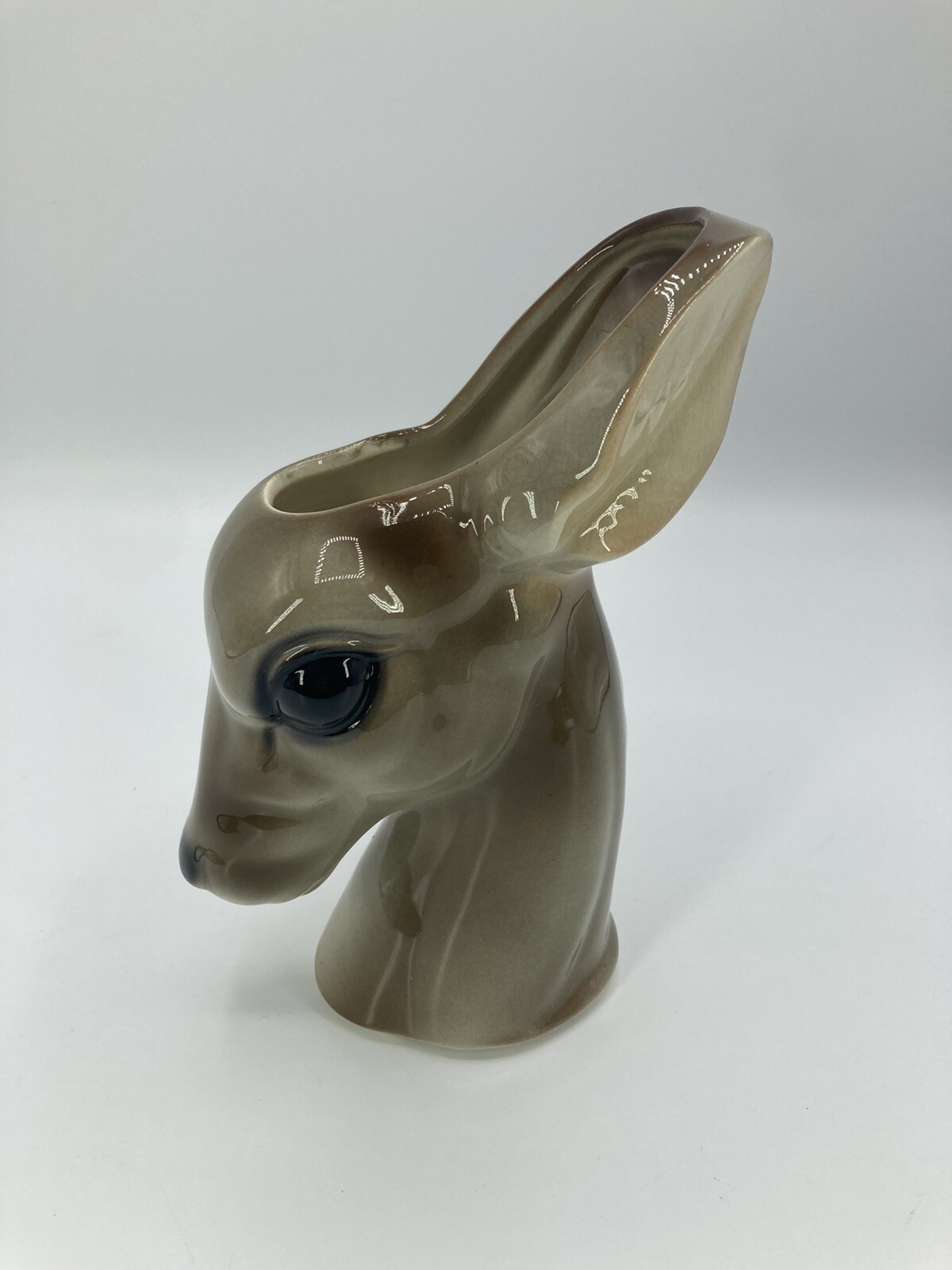 Vintage Doe Fawn Deer Planter Glazed Porcelain Well Made No Chips