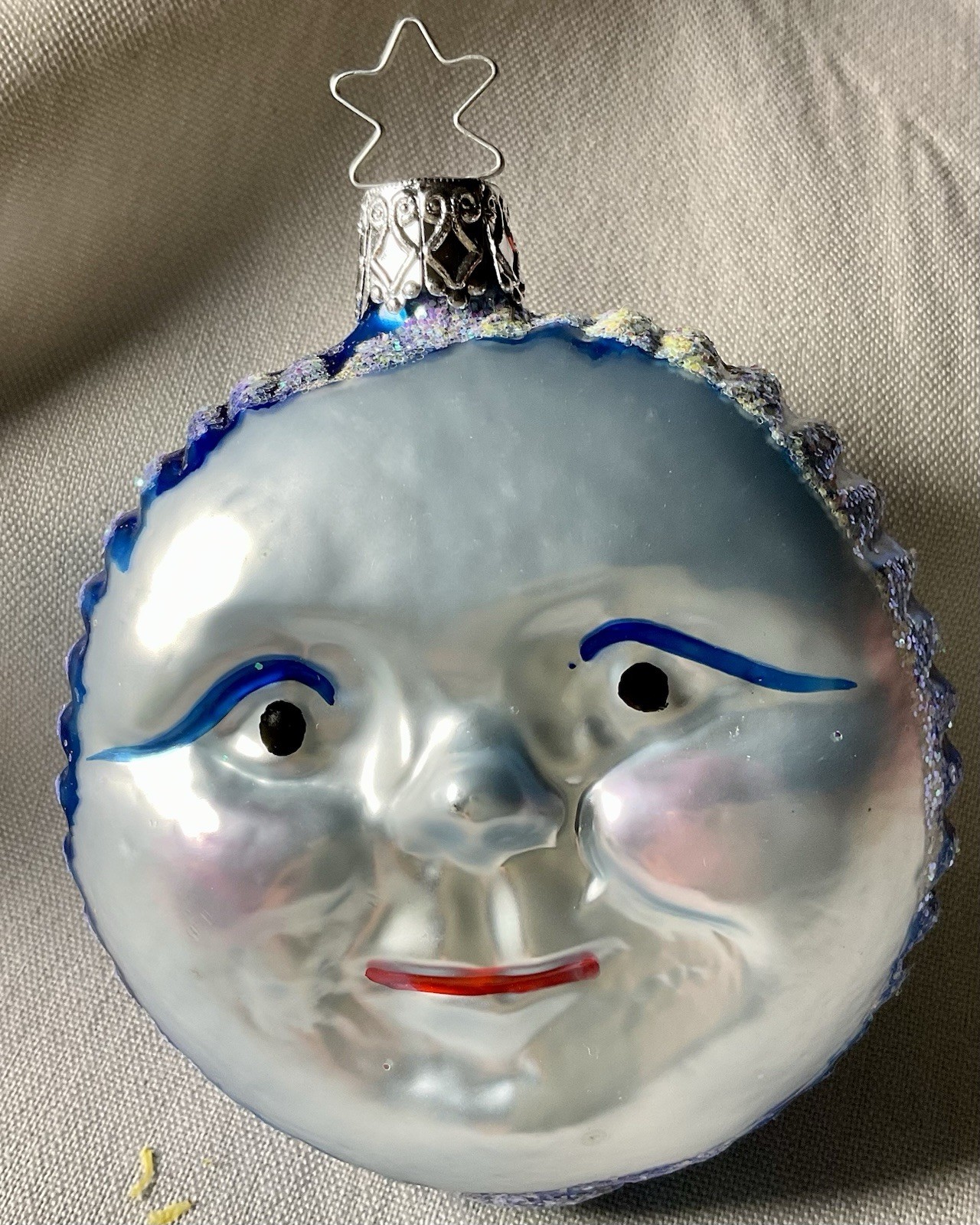 Inge Glas Heirloom Man In The Moon Double Sided Christmas Ornament - Germany