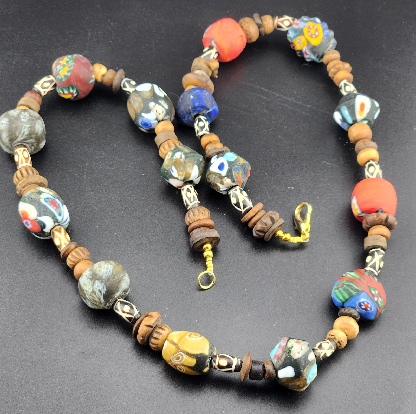 vintage venetian style african glass beads necklace central asian beads vintage venetian style african glass beads necklace central asian beads