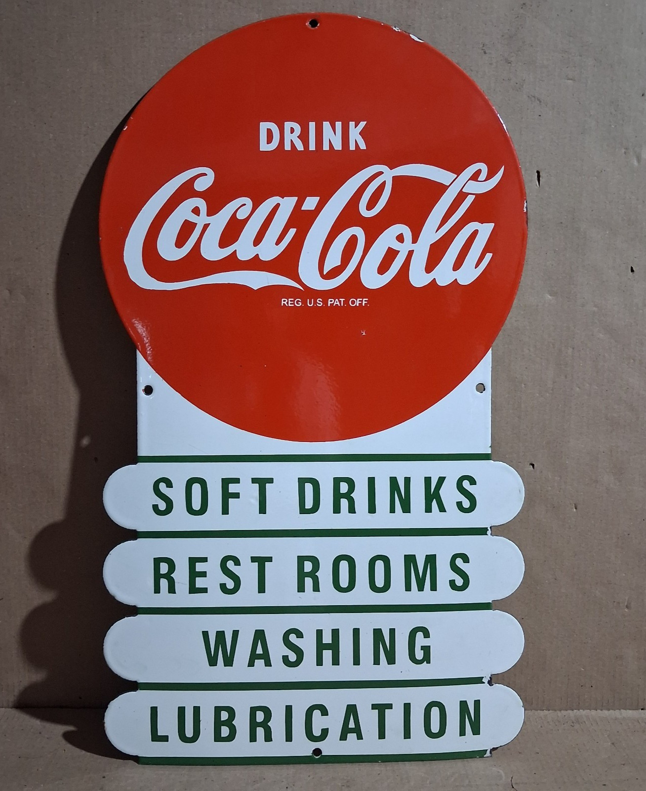 Drink Coca Cola   Porcelain Enamel Sign  28x16  Inches