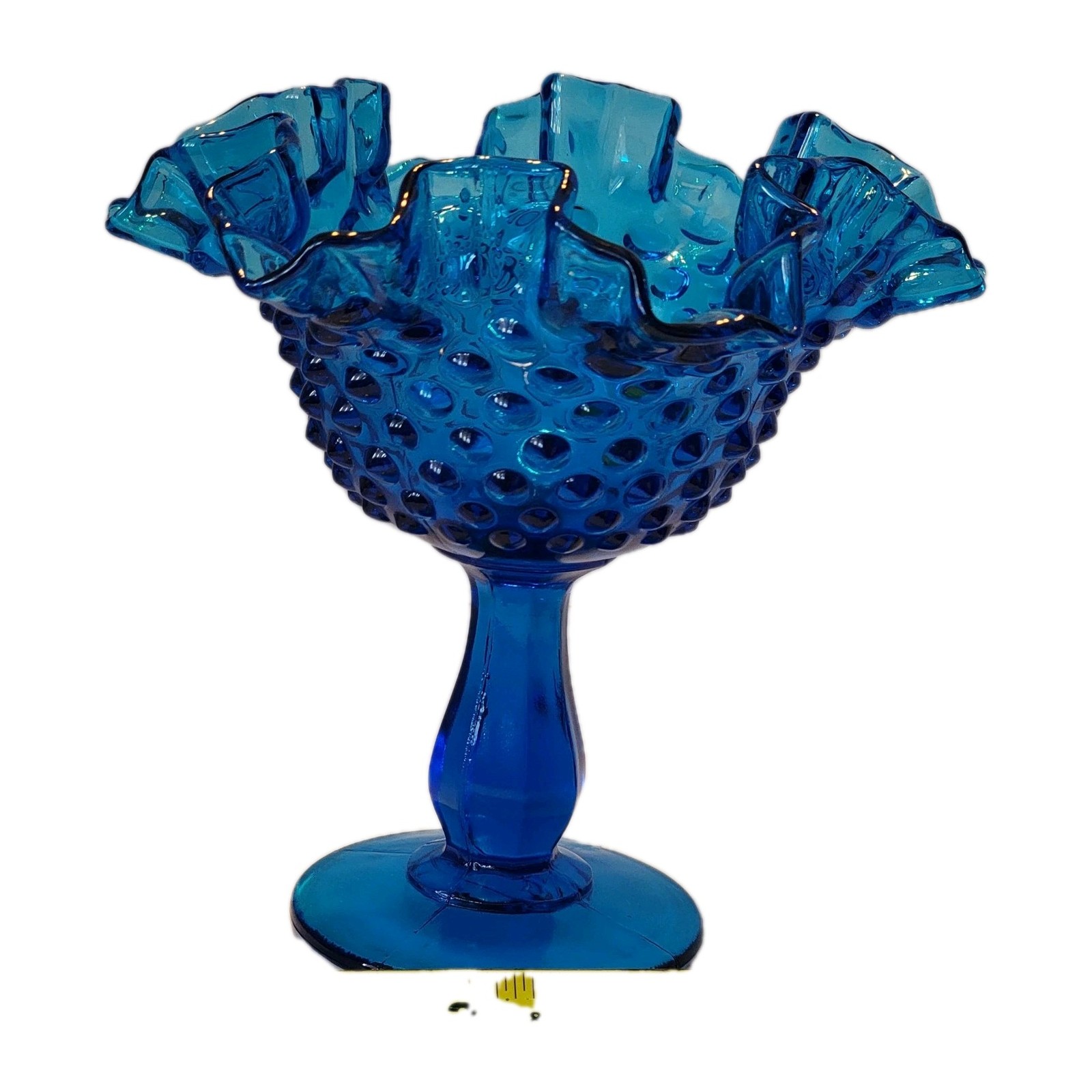 VINTAGE FENTON ROYAL BLUE HOPNAIL Glass Compote, Royal Blue Hobnail- Gorgeous