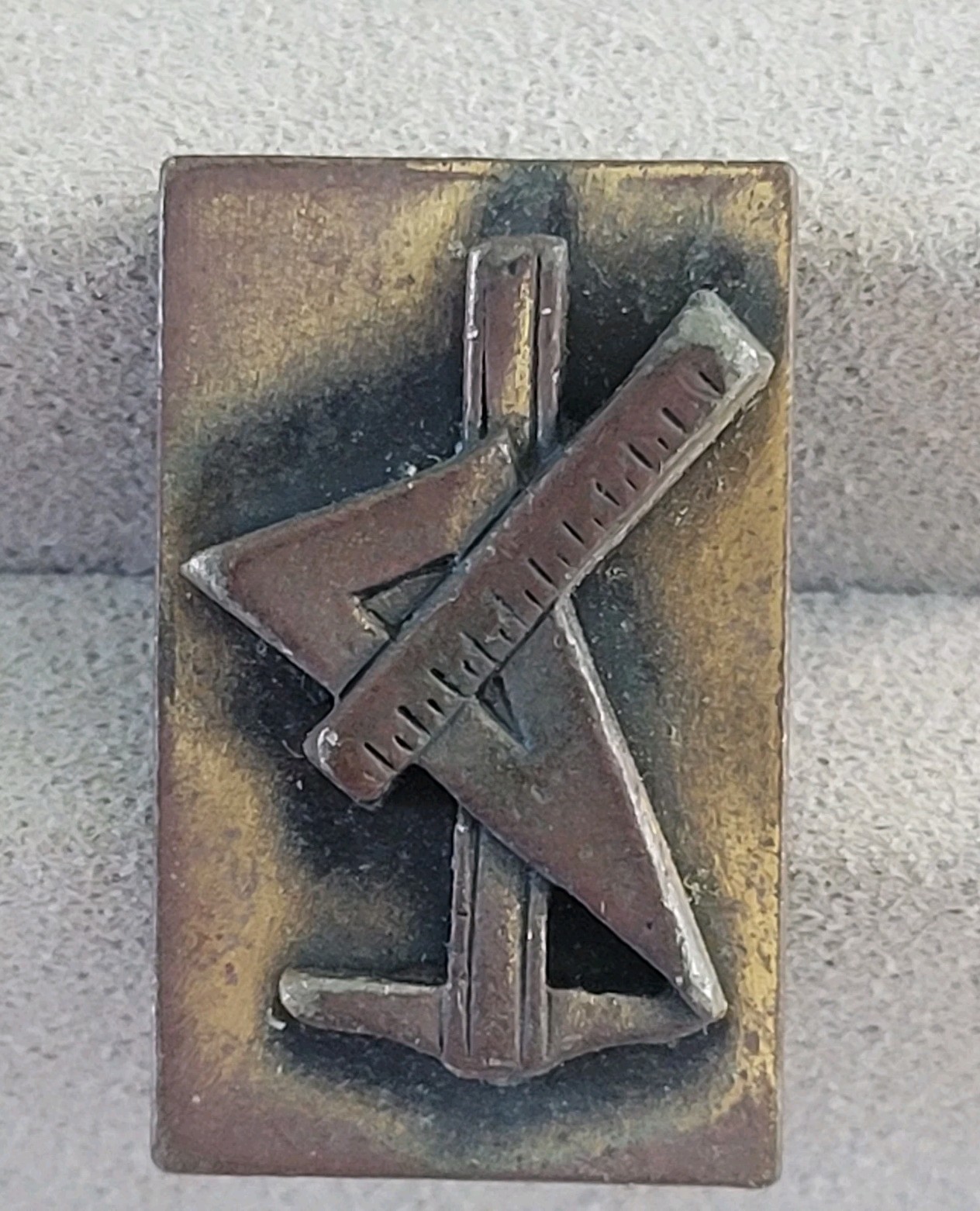 Antique 1920s 1930s Architect Drafting Tools Screwback Lapel Pin Brass Tone
