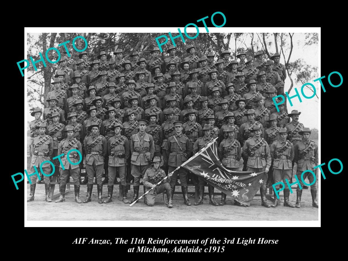 Australian Anzac 3Rd Light Horse R/I Mitcham c1915 Old Large Historic Photo
