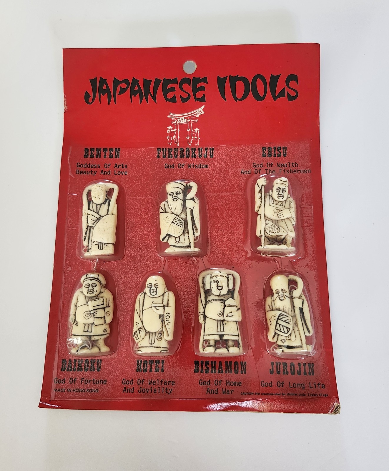 Vintage Japanese Netsuke Figurine Set Japan Idols God Goddess Made In Hong Kong