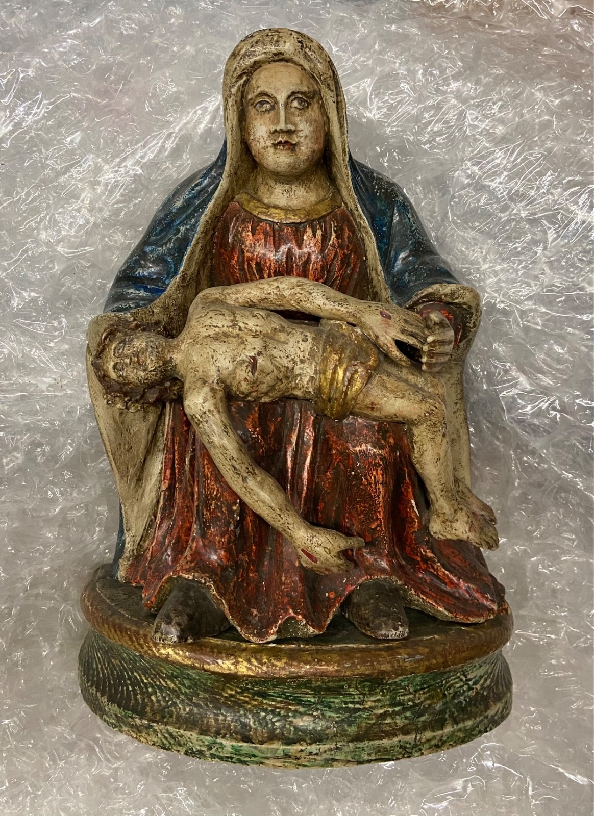 antique 16th century pieta stature polychrome painted on wood. antique 16th century pieta stature polychrome painted on wood.