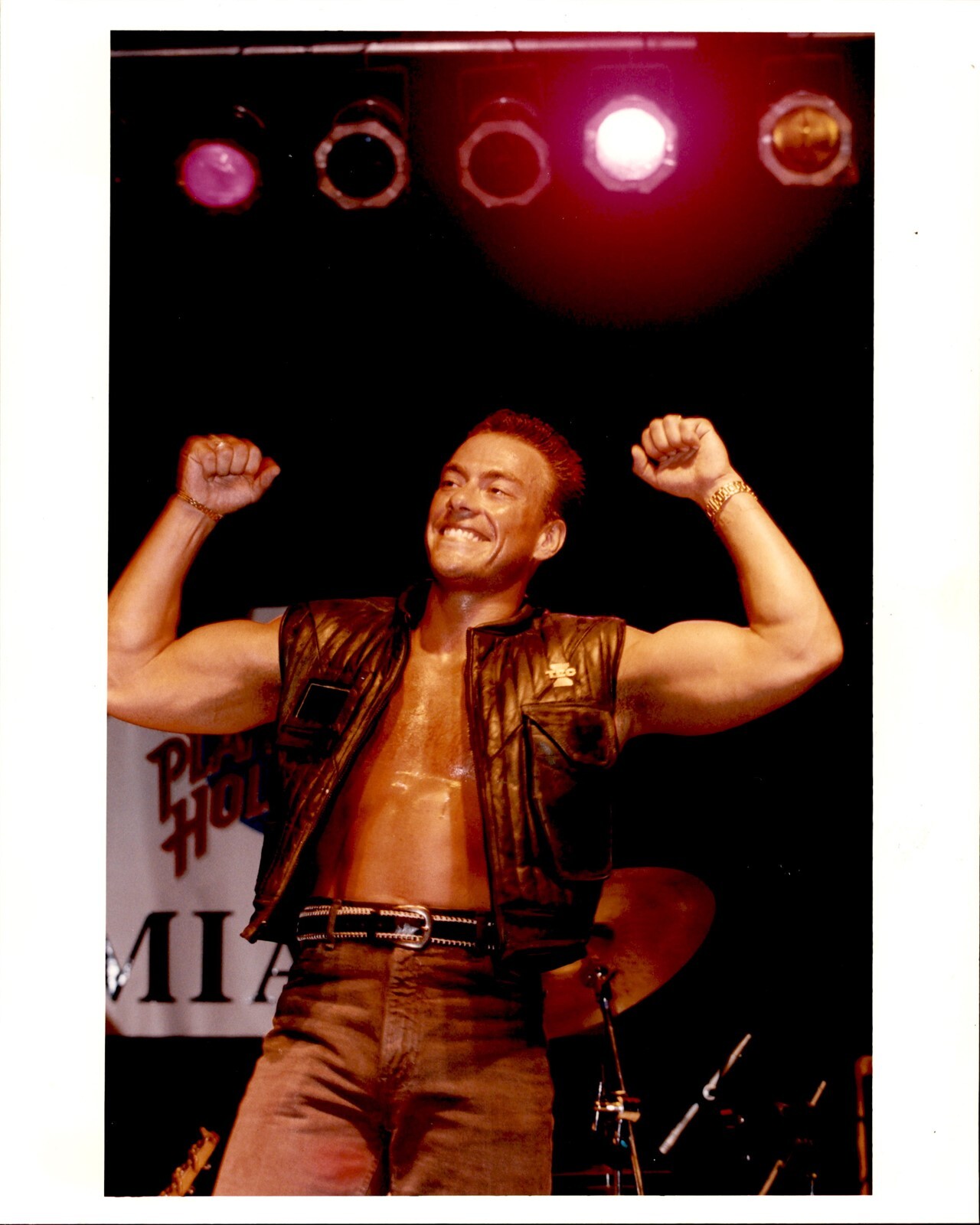 LD324 Orig Al Diaz Color Photo JEAN CLAUDE VAN DAMME MUSCLES PLANET HOLLYWOOD