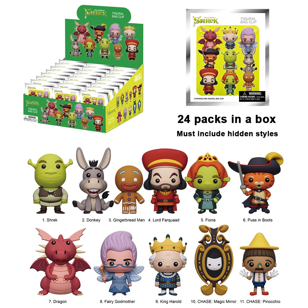 Official Shrek Collector 3D Foam Bag Clip Blind Bag Keychain NEW