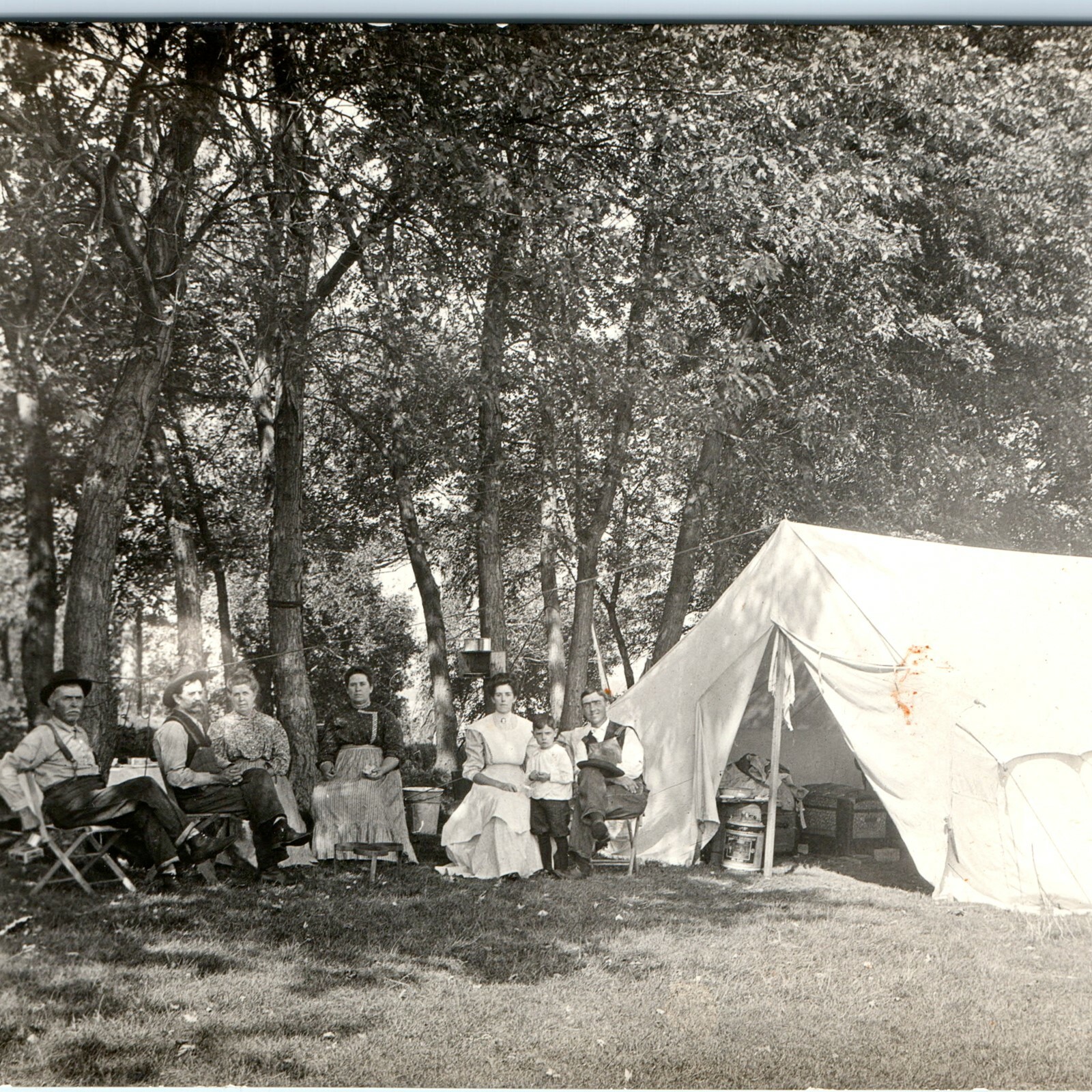 c1910s Family Campsite RPPC Camp Tent Real Photo Cook Galvanized Oil Can c1910s Family Campsite RPPC Camp Tent Real Photo Cook Galvanized Oil Can