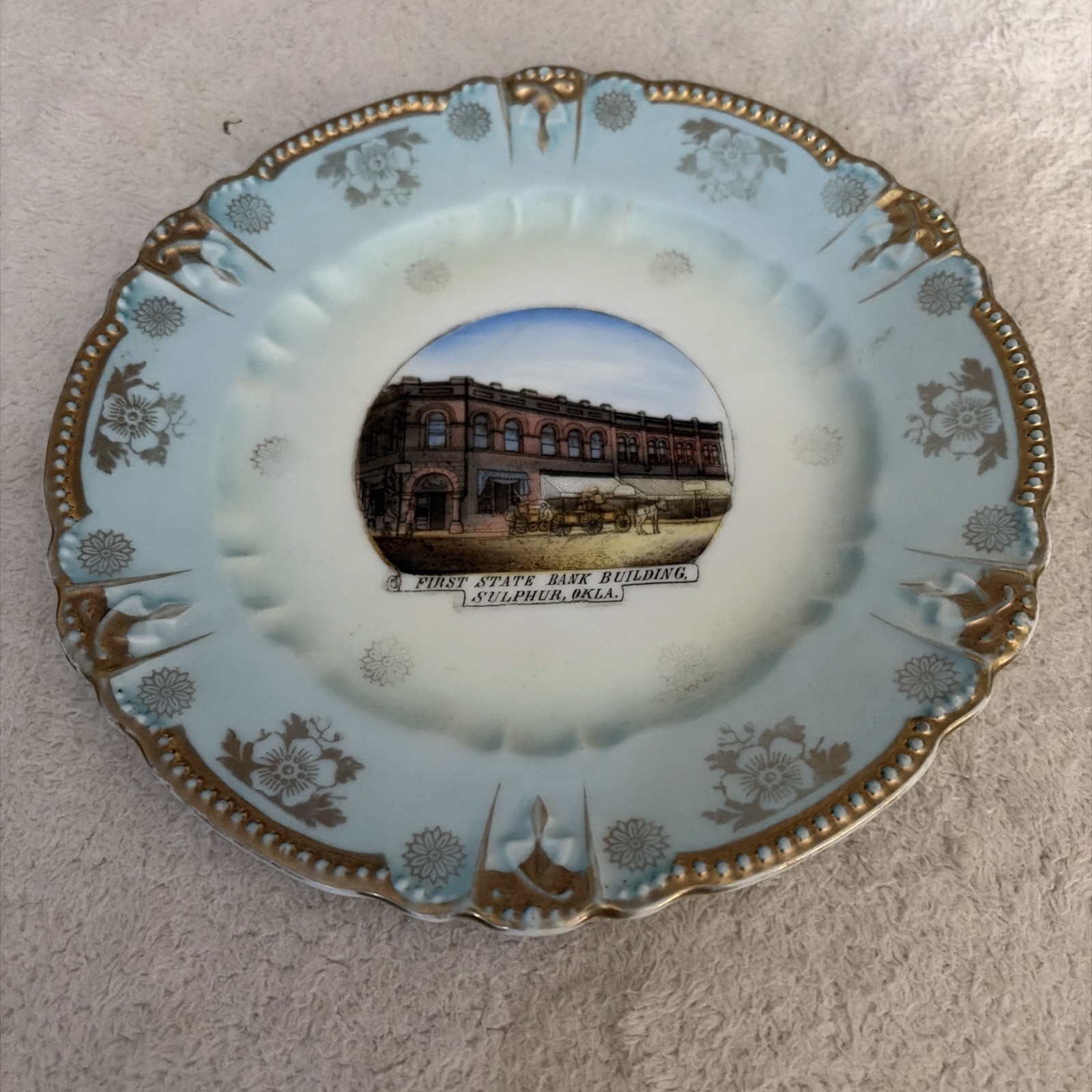 Vintage Wheelock Baker Germany Made 7.” China Plate First State Bank Oklahoma