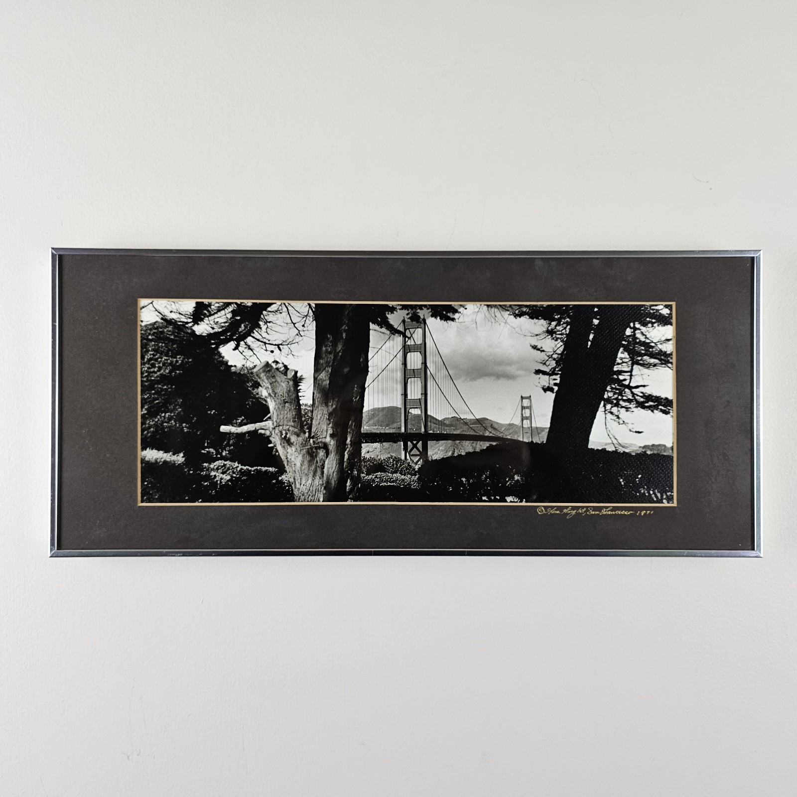 ART - Vintage 71 SF Signed Gene Wright B&W Photograph 17.75x7.75 Framed San Fran