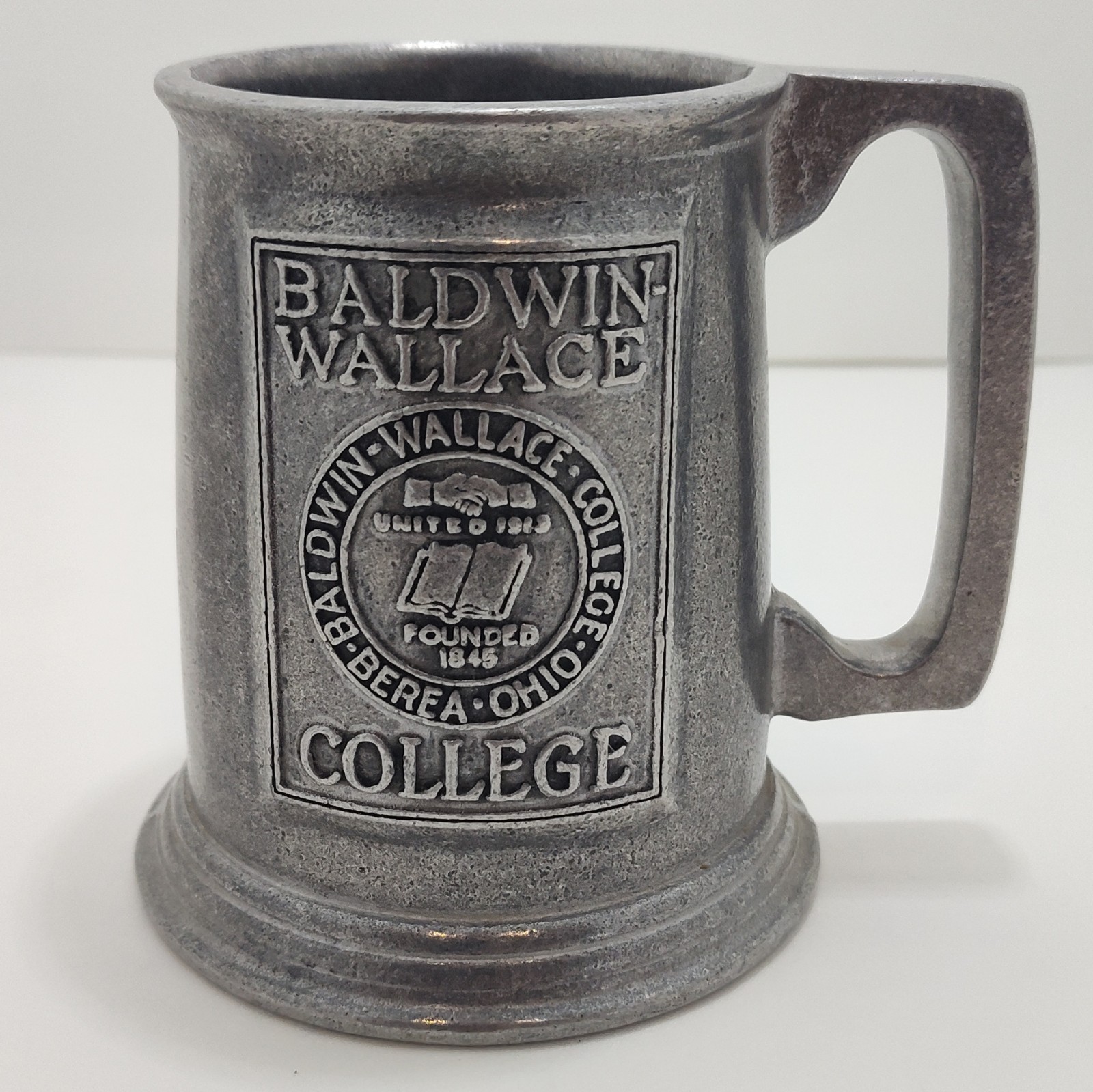 Baldwin Wallace College Pewter Mug/ Stein Berea Ohio Metal Seal + Shot Glass