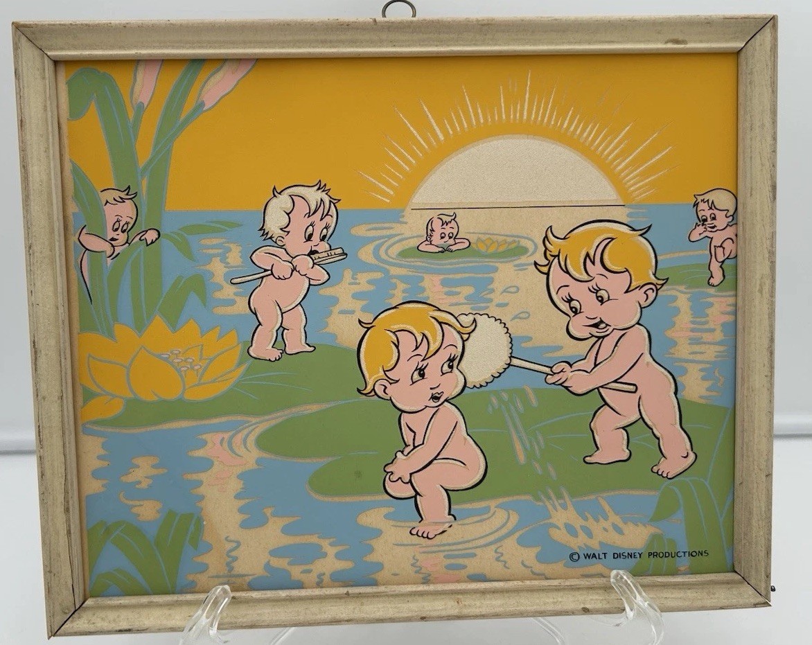 Disney Art Print COA Henry Citroen 1944 Water Birds Babies Glow in Dark VTG 8x10