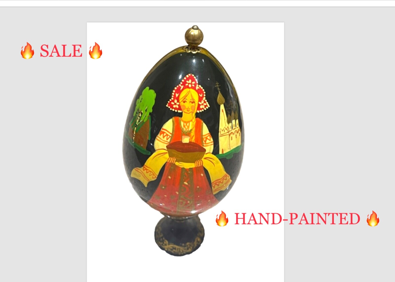 🔥USSR🔥 FABERGE GENUINE 22K GOLD EGG 1960s RUSSIAN PALEKH VASILISA LACQUER 🔥USSR🔥 FABERGE GENUINE 22K GOLD EGG 1960s RUSSIAN PALEKH VASILISA LACQUER