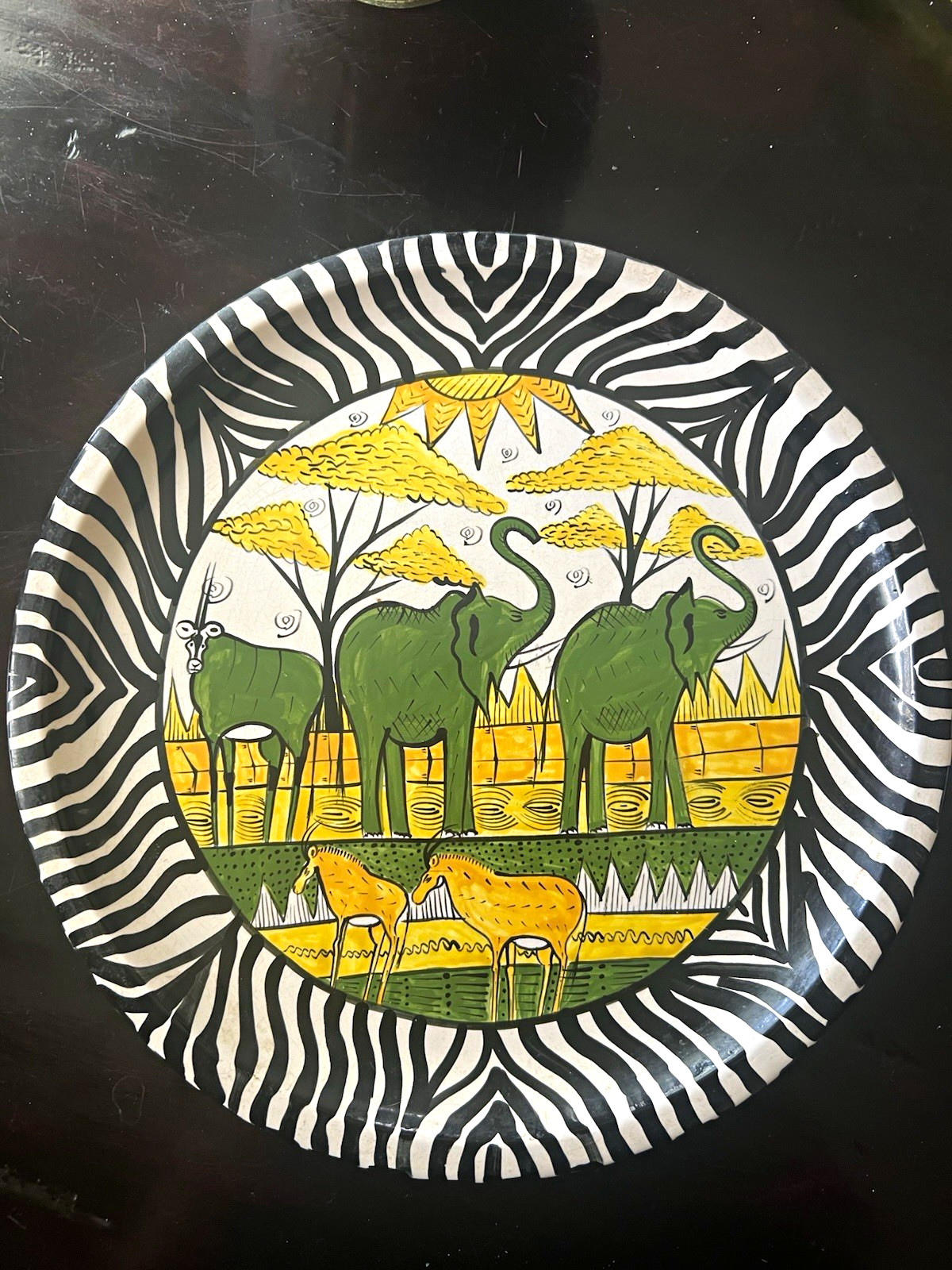 Penzo Zimbabwe African Wildlife Ceramic Collector Plate 13”