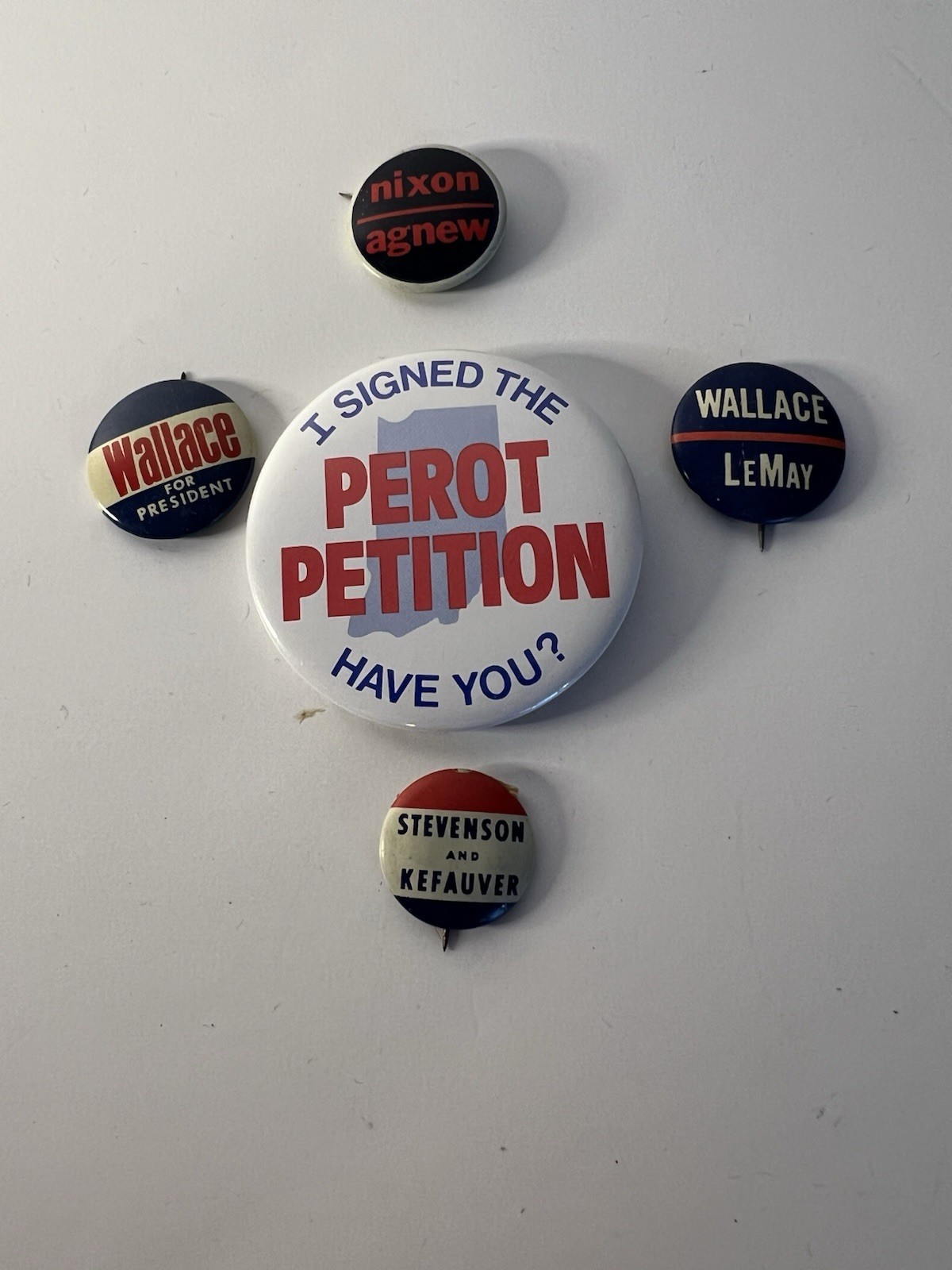 VTG Political Pinback Buttons (Lot Of 5) Wallace & LeMay Nixon & Agnew Buttons#2