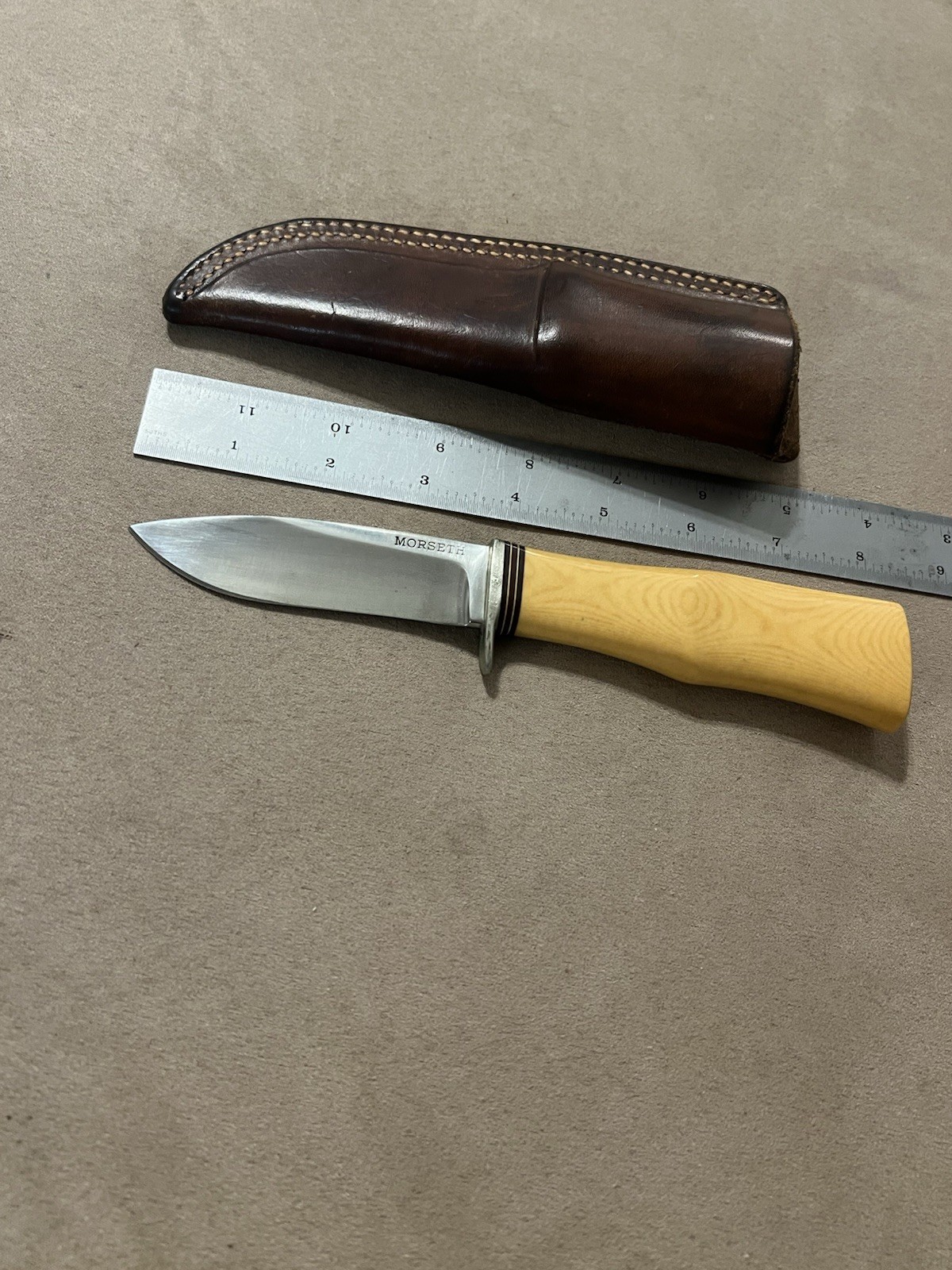1970’s Morseth Rare Original Westinghouse Ivory Yellow Micarta Knife Old Yeller