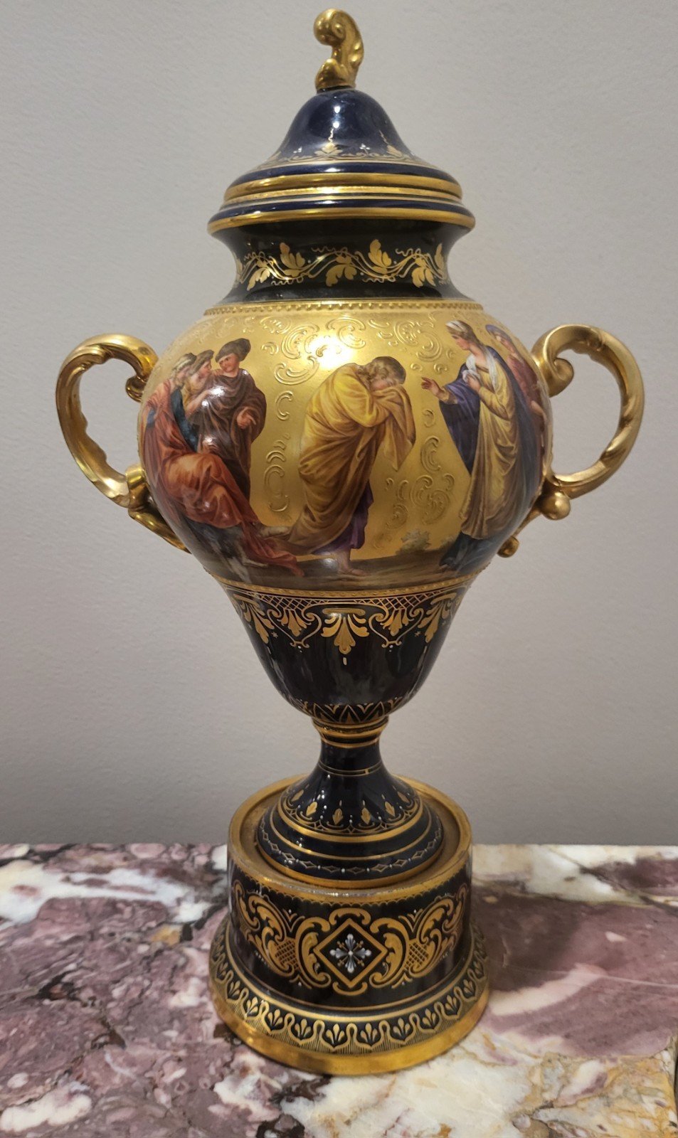 large antique royal vienna hand painted urn