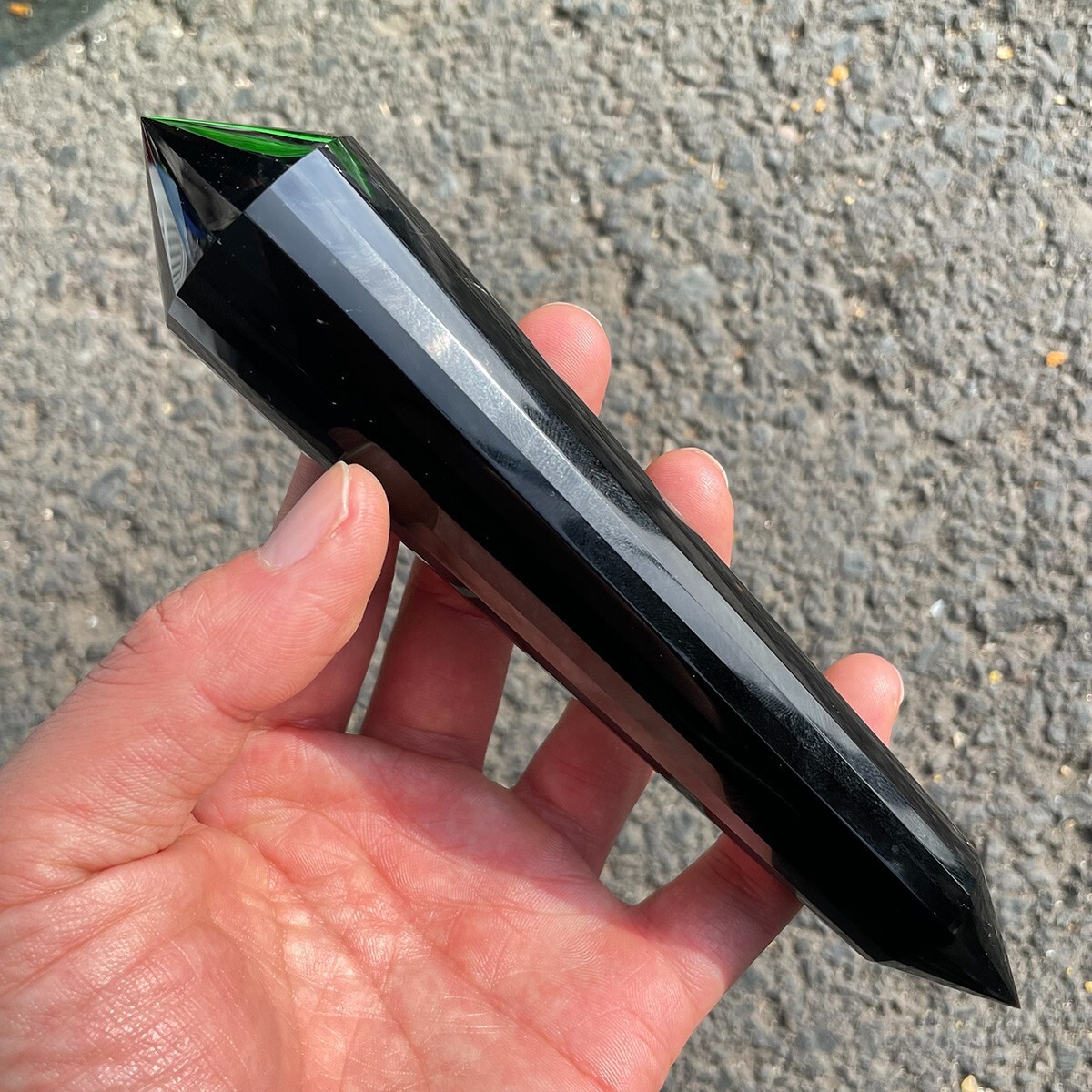 24 Sided Natural Obsidian Vogel Wand Crystal DT Double Terminated Energy Reiki 24 Sided Natural Obsidian Vogel Wand Crystal DT Double Terminated Energy Reiki