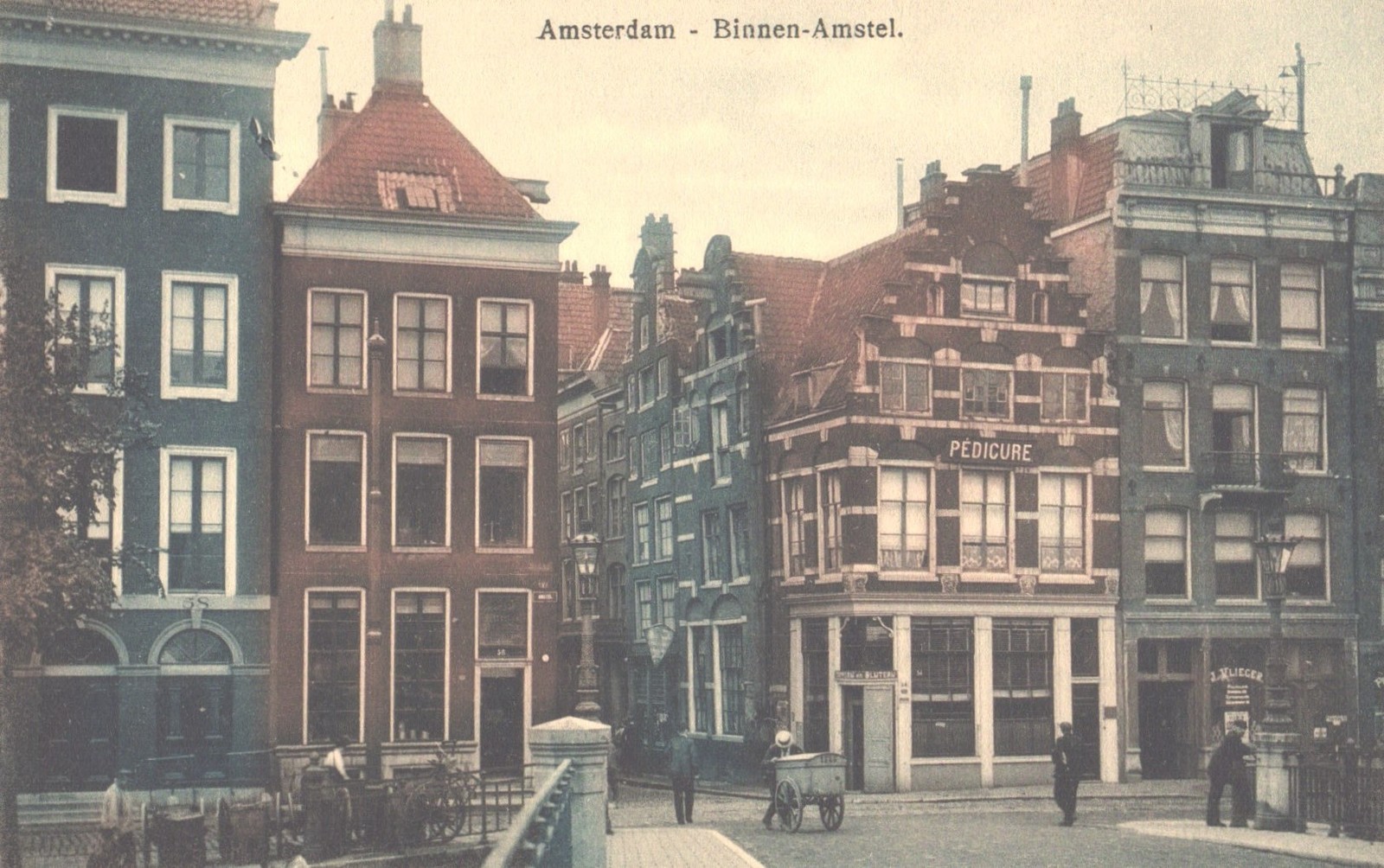 Amsterdam Binnen-Amstel Canal Street Scene Historic Buildings Pedicure Shop 1911