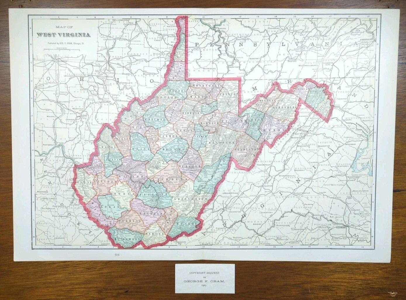 Vintage 1903 WEST VIRGINIA Map 22