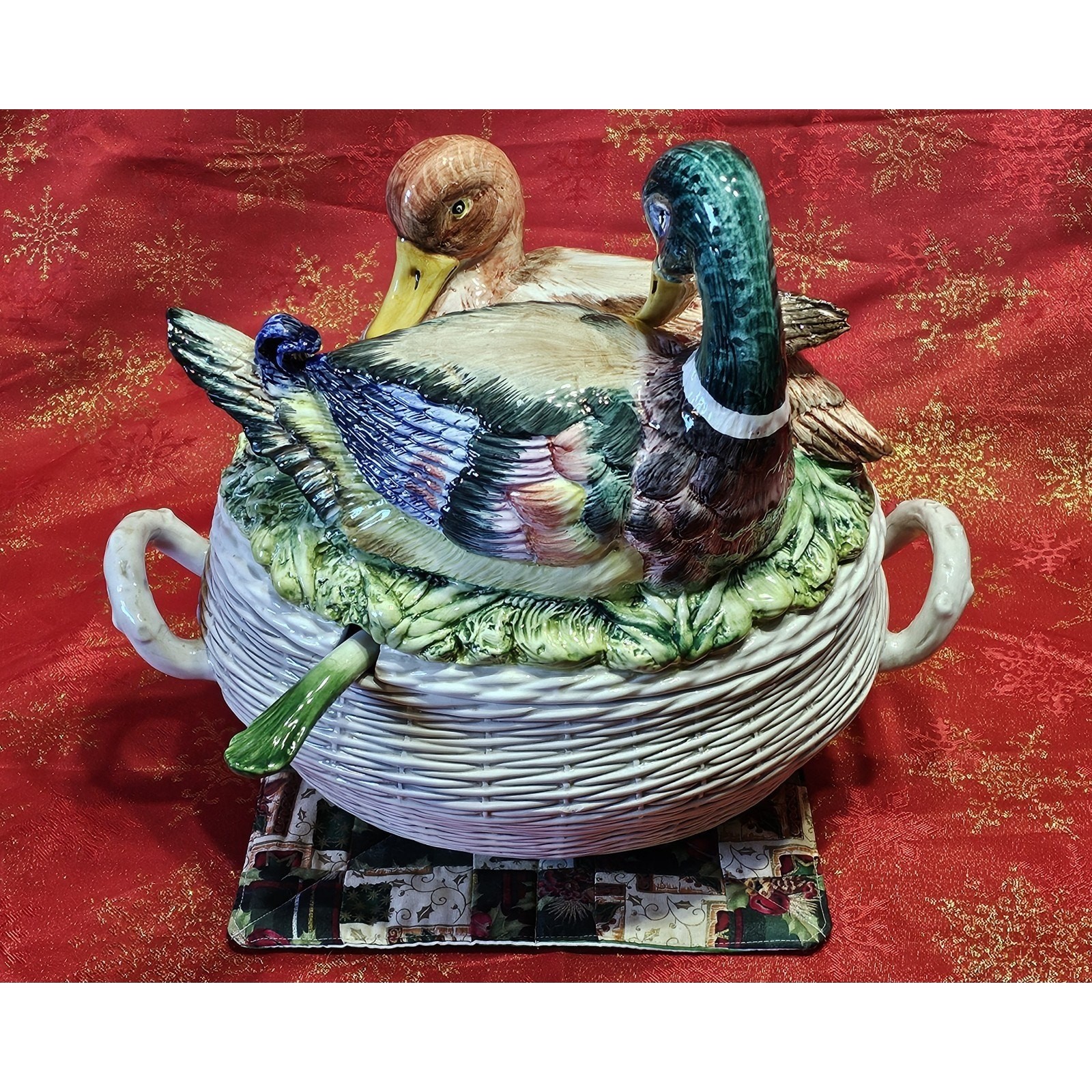 Vintage Italian Duck Soup Tureen w/ Ladle 16