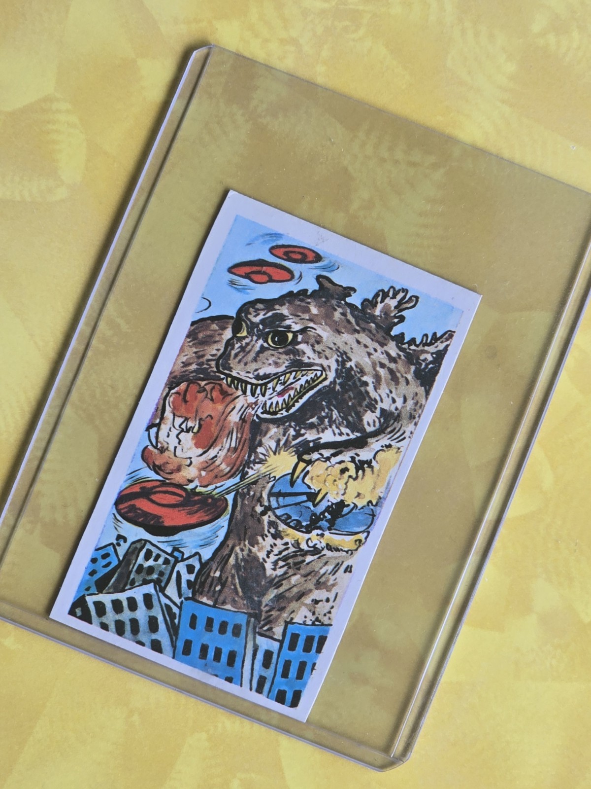 RARE Vintage GODZILLA Menko Card 1960\'s-70\'s Showa Japanese Kaiju Series EX/NM