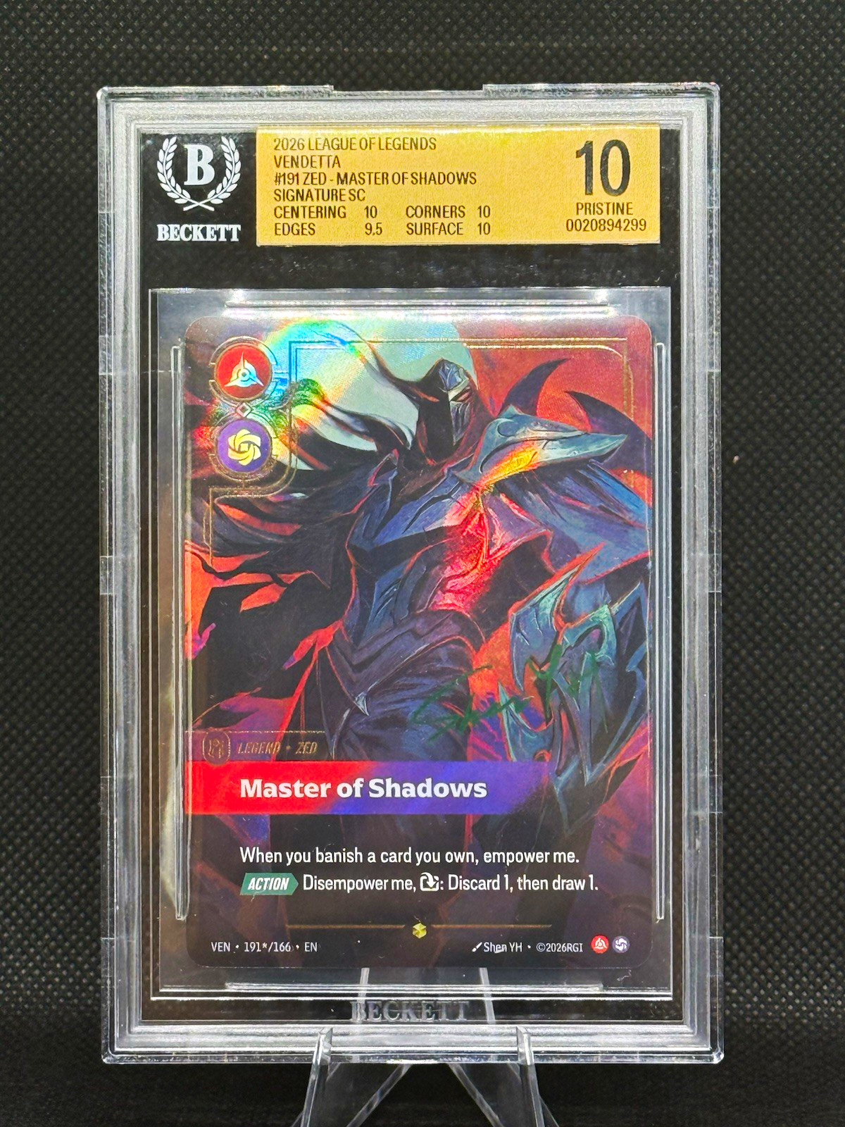 2026 Riftbound Vendetta Zed 191*/166 Overnumber Signature BGS 10 PRISTINE