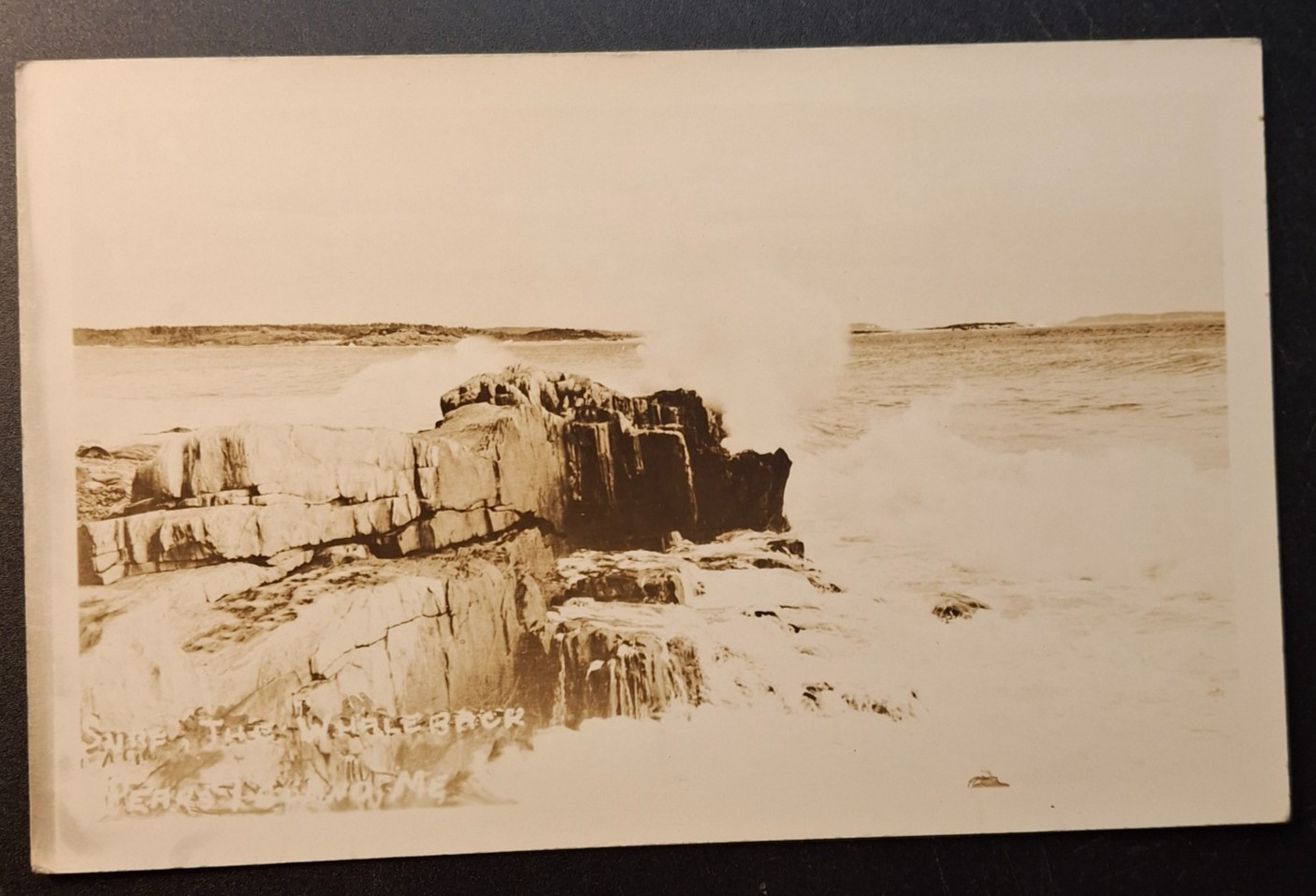 RPPC Peak's Island Maine Surf at Whale Back  Real Photo Postcard