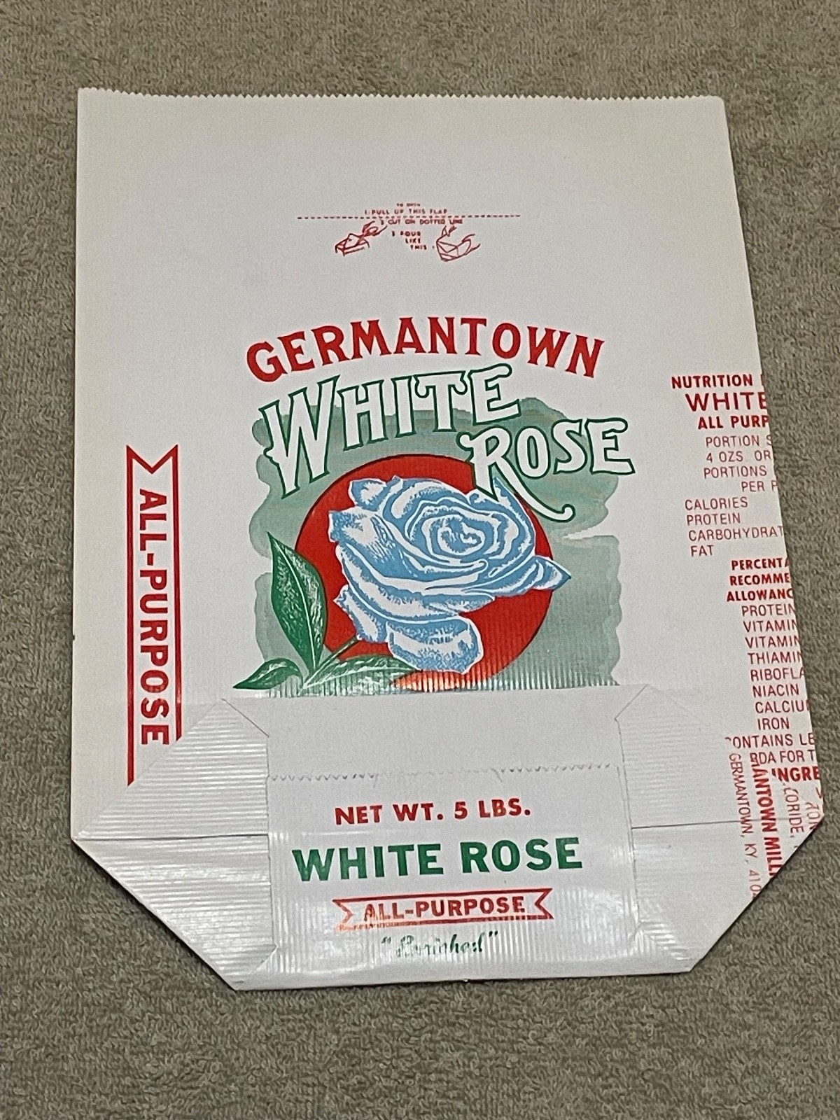 Vintage Germantown Milling Company White Rose Flour Bag