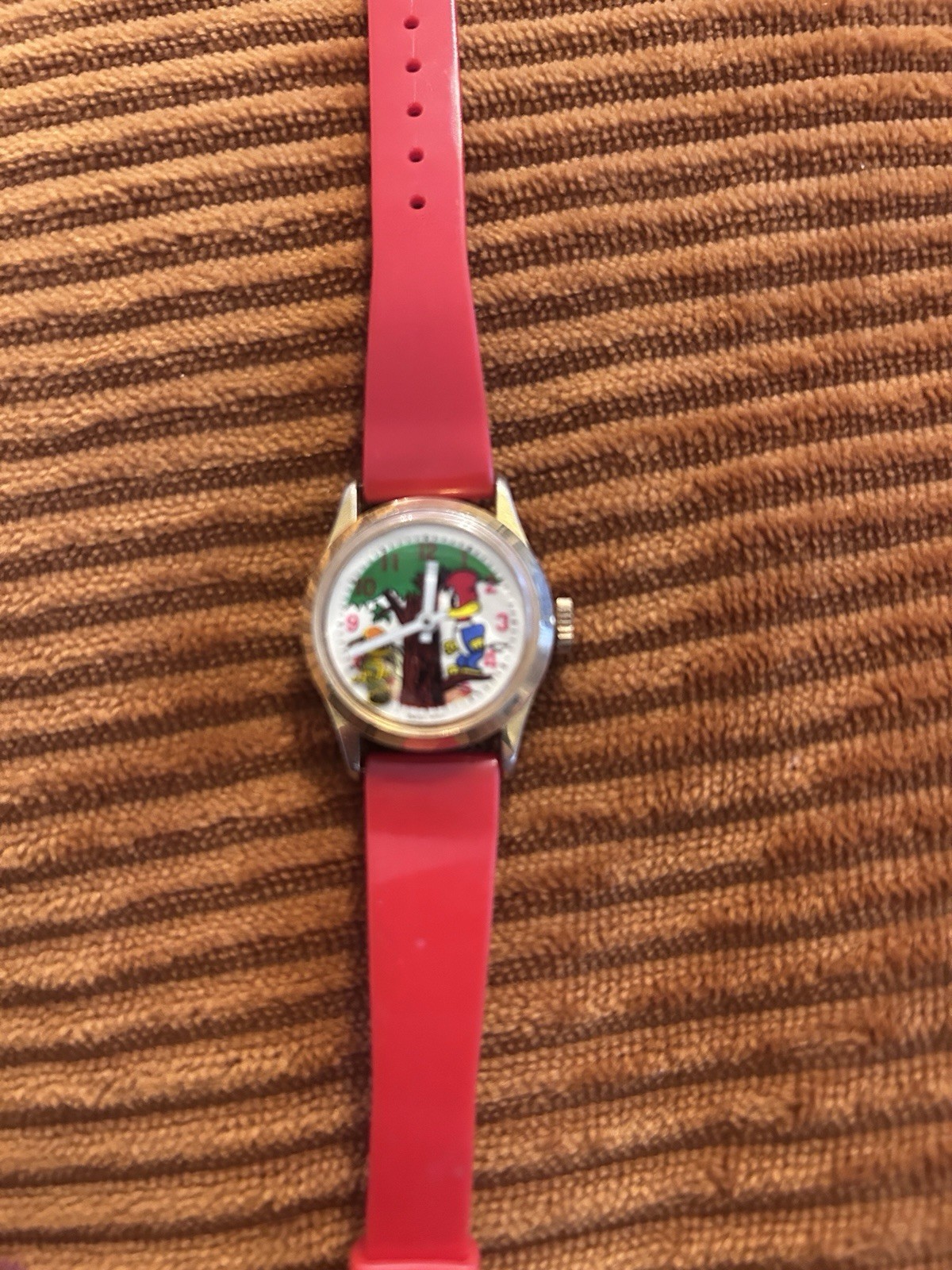 Rare WOODY WOODPECKER VTG Manual-wind Animated Watch Swiss,Original Band, Works