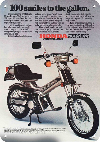 1982 HONDA URBAN EXPRESS Deluxe Scooter Motorcycle DECORATIVE REPLICA METAL SIGN