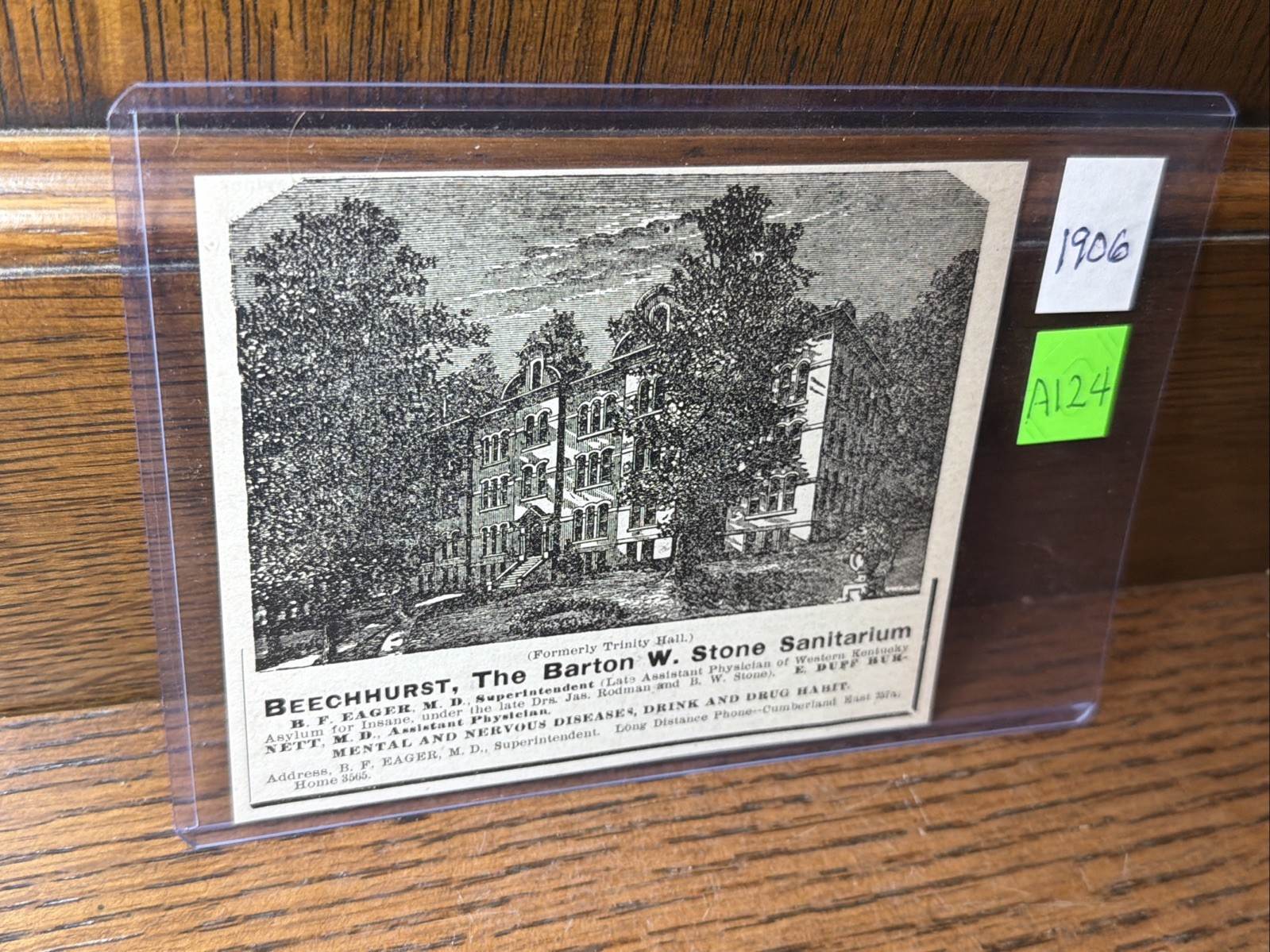 Atq 1906 Beechhurst Stone Sanitarium Mental Asylum Lousiville KY Picture AD