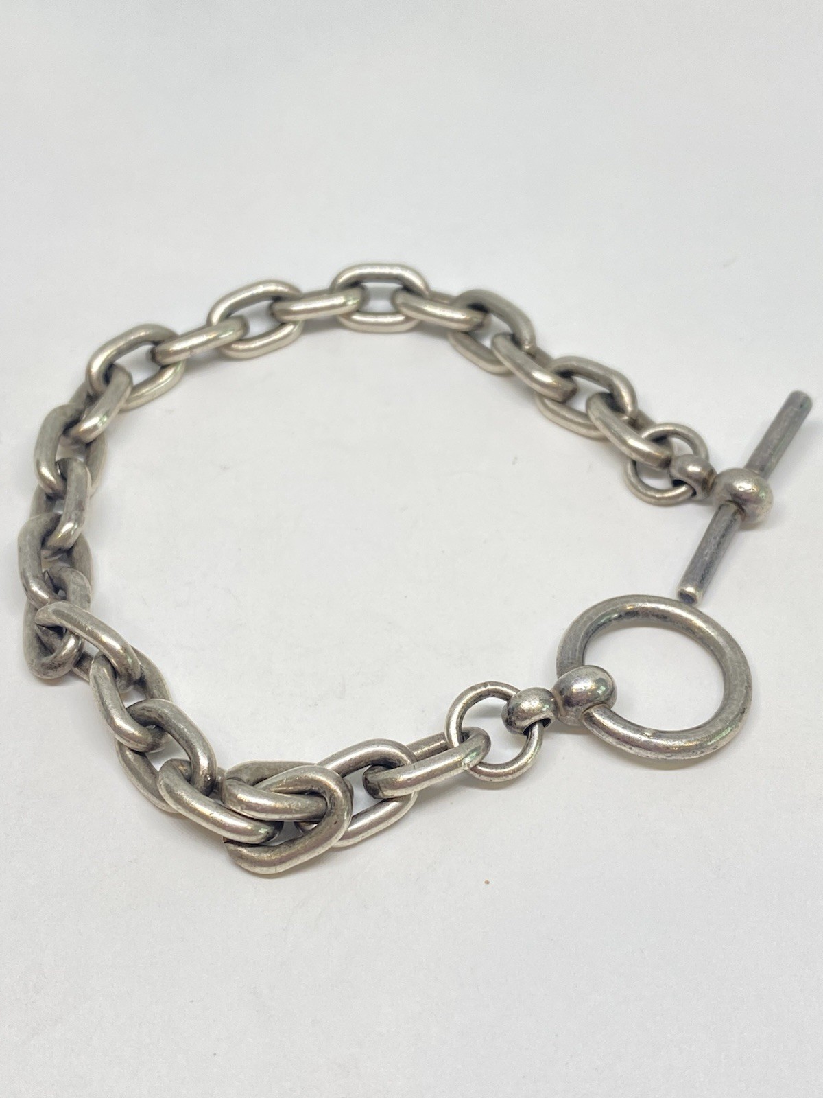 25g 925 STERLING SILVER STAMPED O ROLO LINK 7.5” HEAVY VINTAGE BRACELET STAMPED