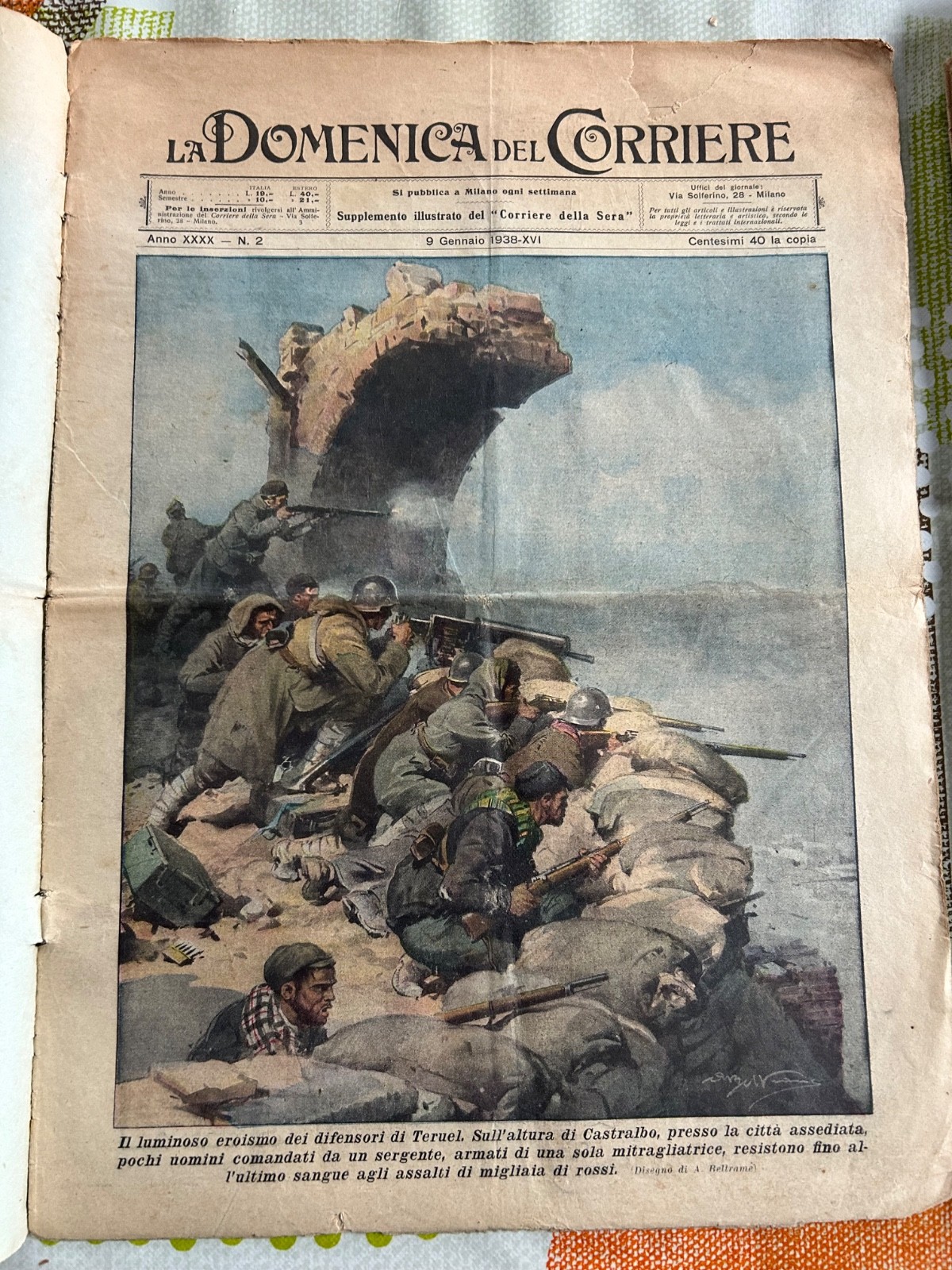 La Domenica del Corriere 2 1938 Teruel Castralbo Apennines Parma Fascism