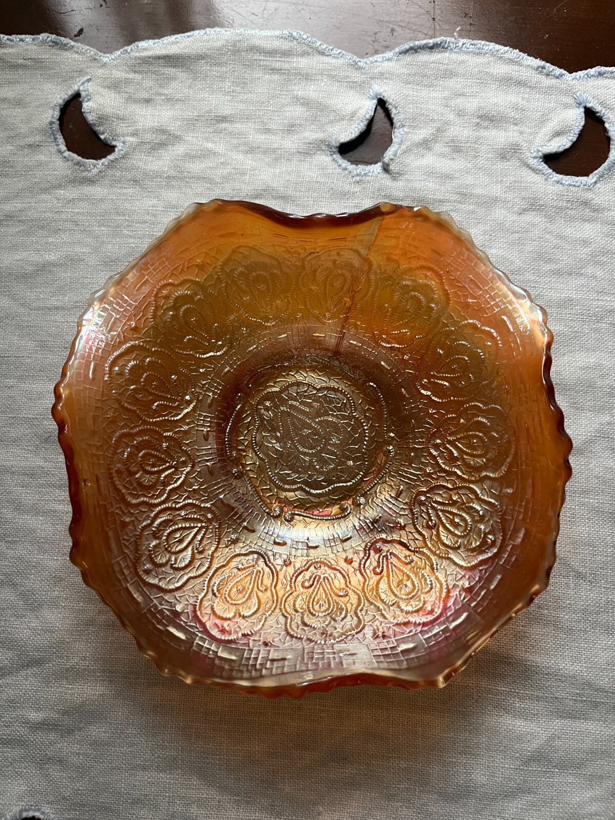 FENTON PERSIAN MEDALLION MARIGOLD (GOLDEN) CARNIVAL GLASS 6