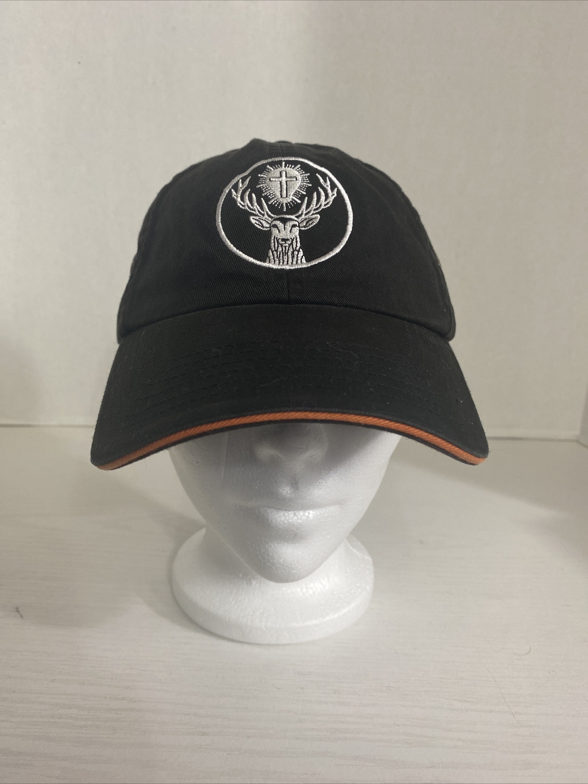 Jagermeister Alcohol Adjustable Baseball Hat Cap Black And Orange Rainbow Accent