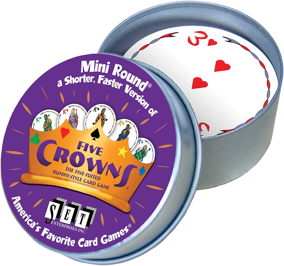 Five Crowns Mini Round Card Game 2.1 inches x x 1.06 inches, Multi 
