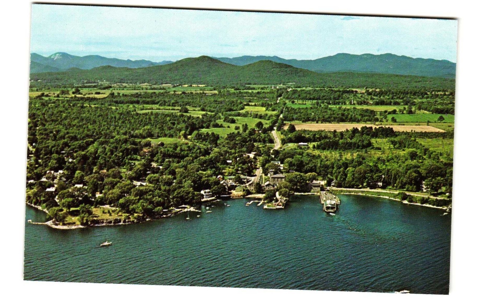 Aerial view of Essex NY vintage postcard unposted