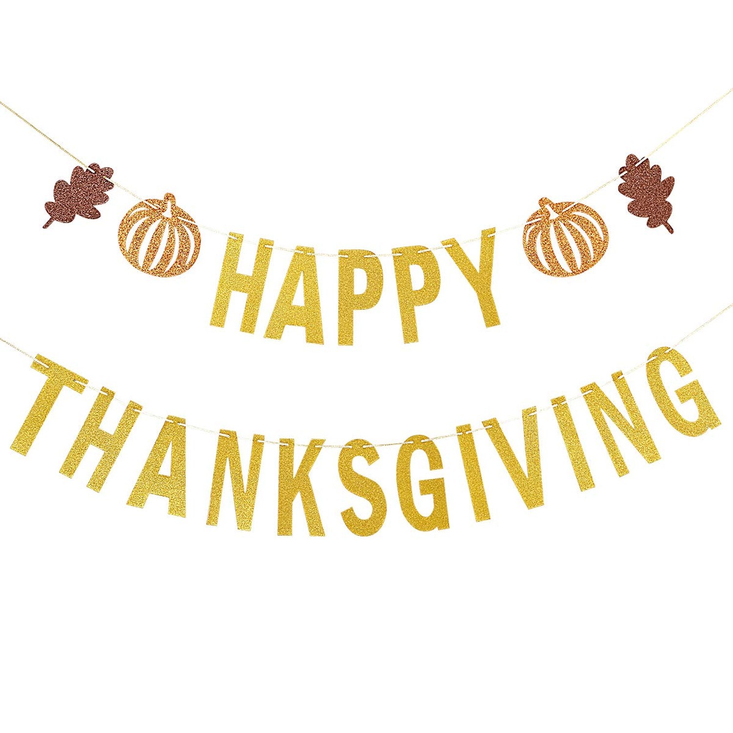 Gold Happy Thanksgiving Banner Happy Thanksgiving Party Banner Decorations fo...