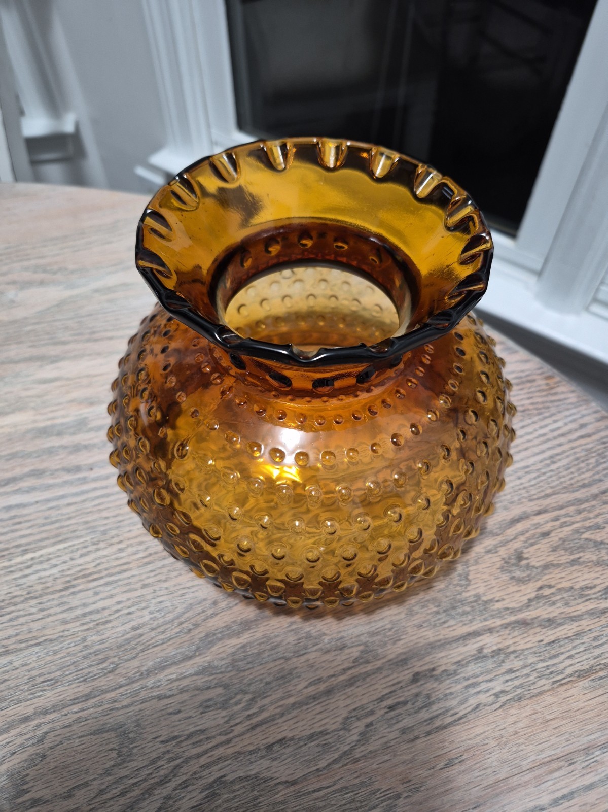 Vintage Amber Hobnail Glass Lamp Shade