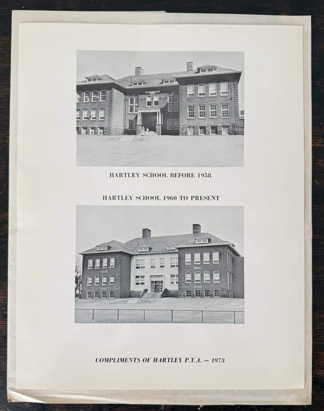 NOS 1973 Hartley School YORK PA Print feat Pre-1958 and Post 1960 Building 11x14