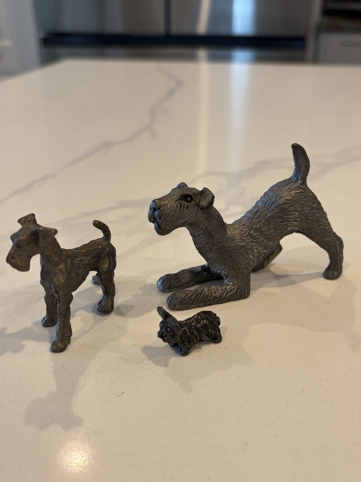 Vintage LOT of 3 Pewter Metal Terrier Dog Figurines