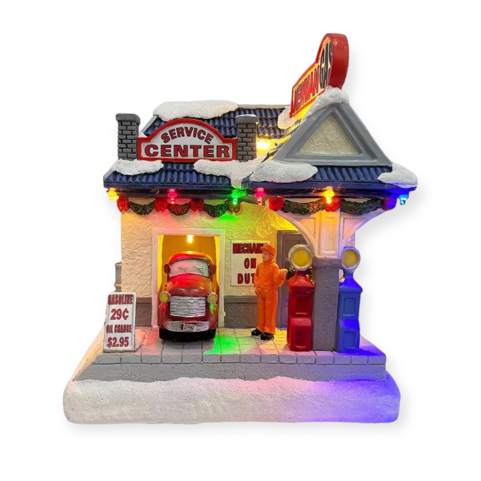 2023 St. Nicholas Square Village Gas Service Center Music, Motion, Lighted NEW
