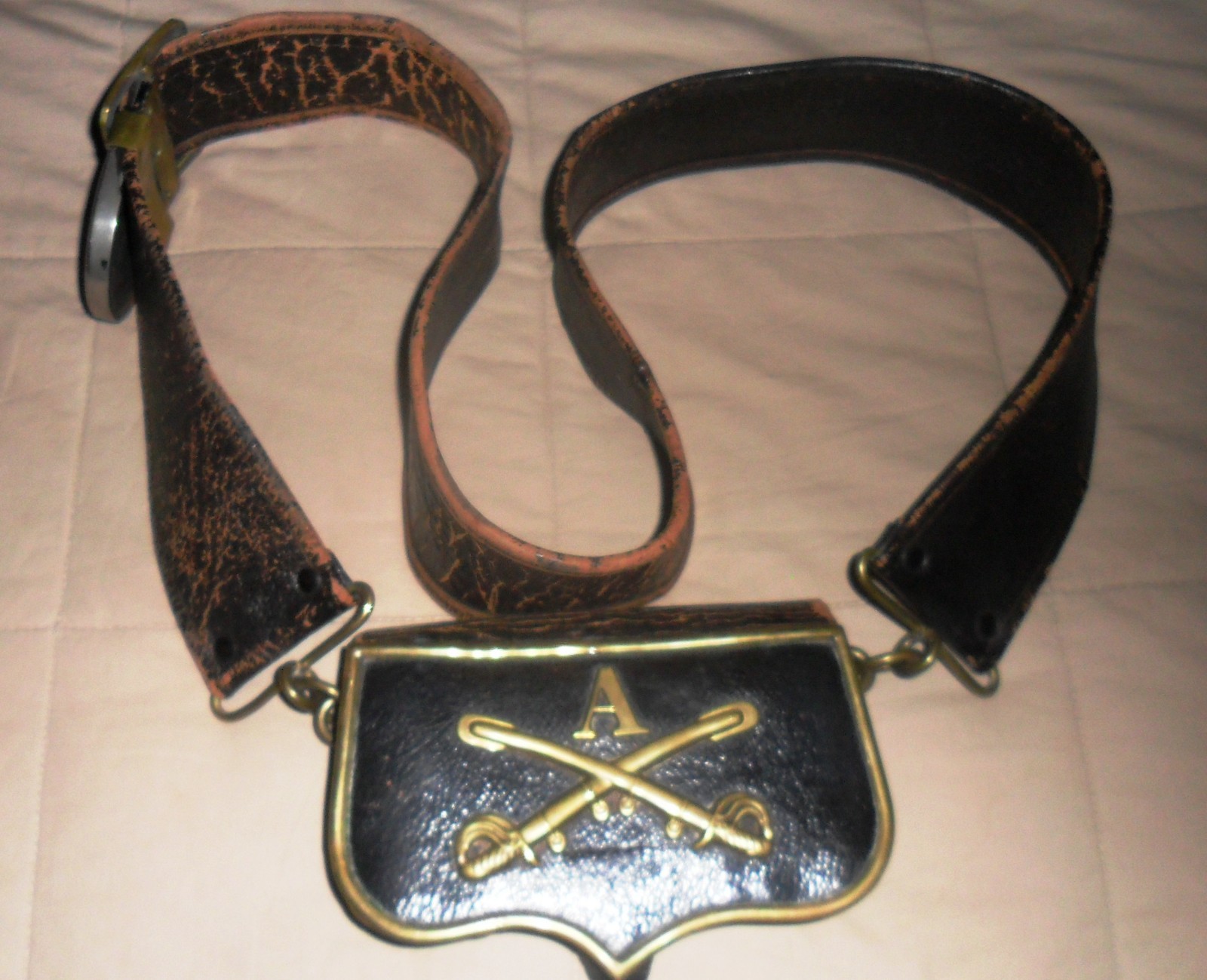 ORIGINAL 1888-90  TROOP A CAVALRY BALDRICK CARTRIDGE BOX EARLY RIDABOCK NY